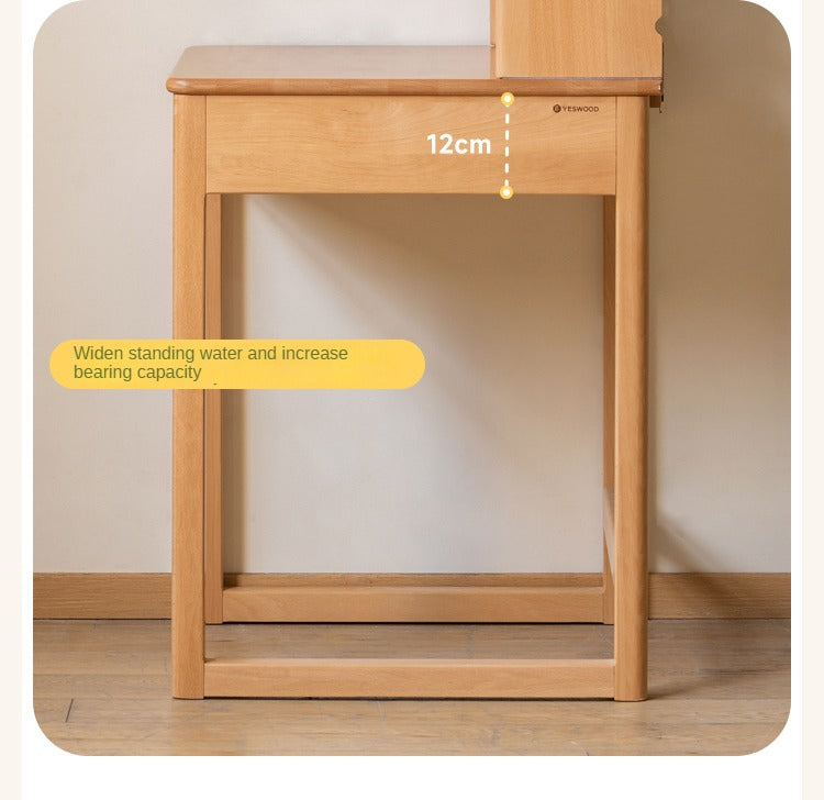Solid Wood Beech Rubber Children's Study Desk with Bookshelf - Perfect for Kids' Bedroom, Homeschooling & Reading Nook