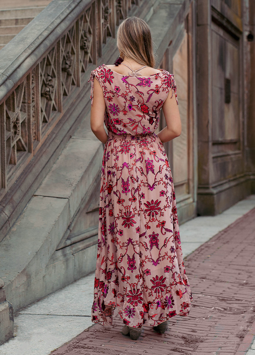**Scarlet Flower Gia Dress - Elegant Floral Print Women's Dress for Parties, Weddings & Special Occasions**