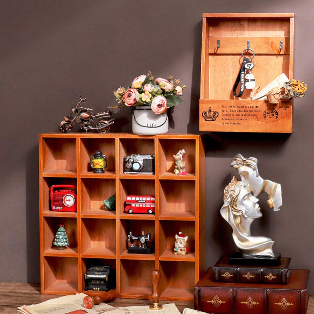 16-Cube Wooden Display Rack - Wall Mounted Storage Shelf Organizer for Collectibles, Books & Home Decor - Perfect for Living Room, Bedroom & Office Organization