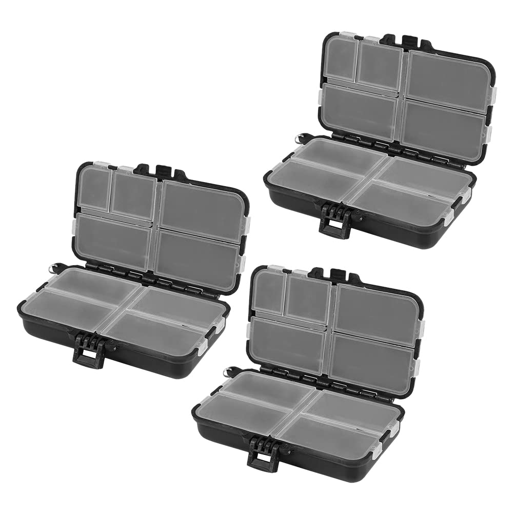 LUOZZY 3-Piece Detachable Fishing Tackle Box Organizer - Portable Bait Storage Case for Fishing Lures & Accessories (Small, Black) - Perfect for Bass, Trout & Saltwater Fishing Trips