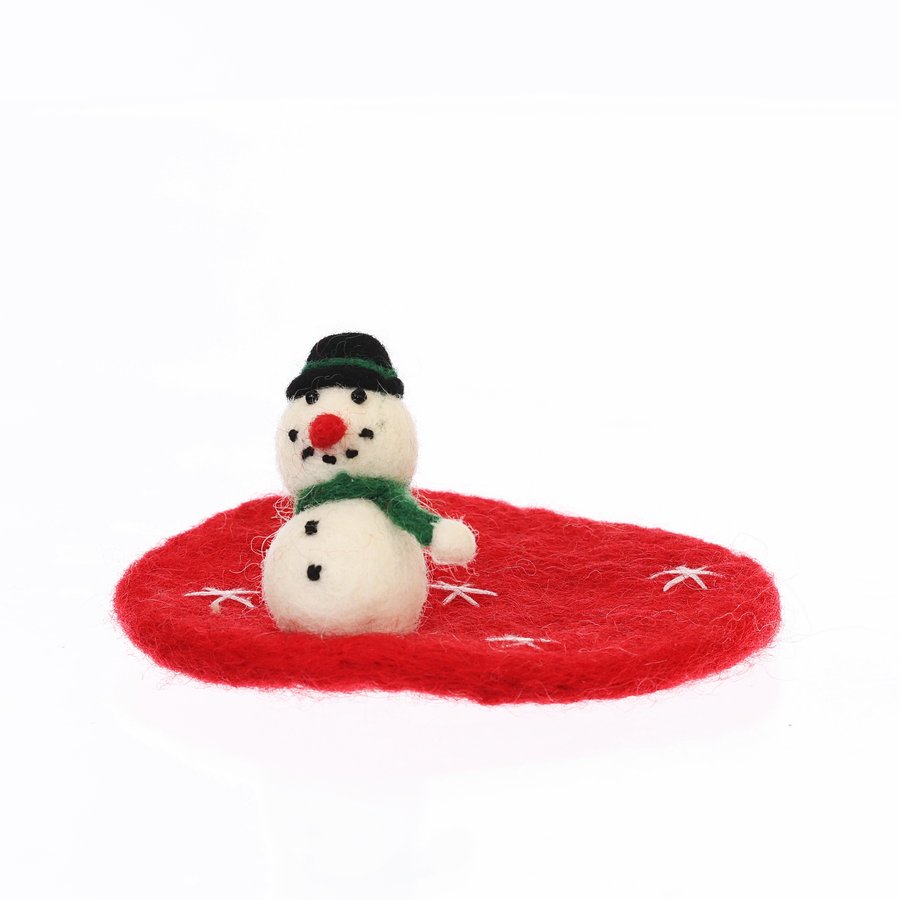 MARKS Felt Coasters - Set of 4 Christmas Snowman Design (11g) | Absorbent Drink Protectors for Holiday Parties & Home Decor