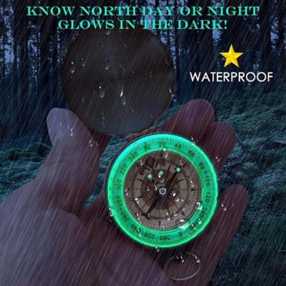 5x5x2 Inch Luminous Hiking Navigation Tool - Perfect Outdoor Camping Compass Gift for Dad & Son - Ideal for Hiking, Backpacking, and Adventure Trips