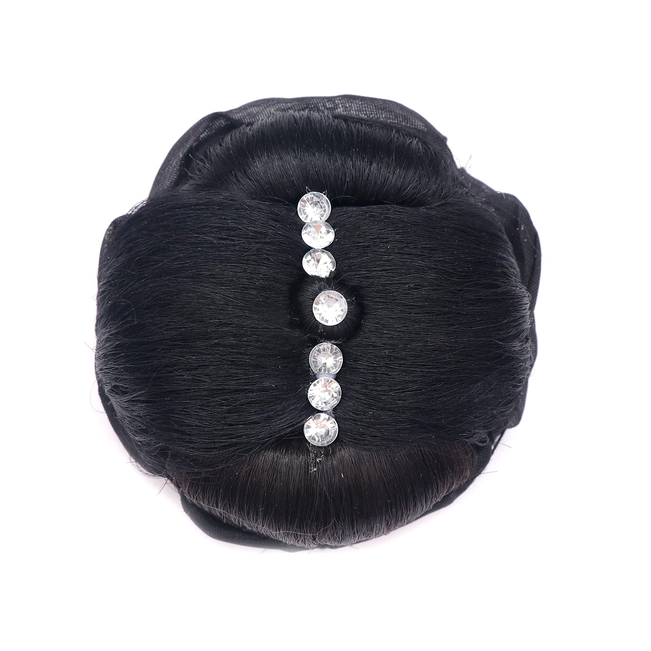 NAVMAV Juda Stone Hair Accessories for Women & Girls – Black Juda Hair Extensions for Bun Styling | Perfect for Weddings, Parties & Special Occasions