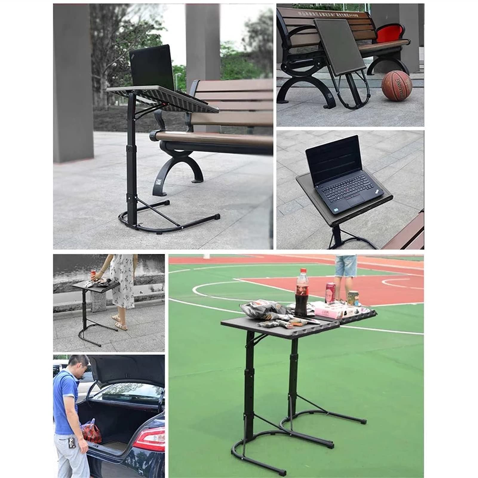 Adjustable Laptop Bed Table Tray - Foldable Computer Stand for Eating, Working & Reading on Couch or Bed | Portable Notebook Holder with Height Adjustment | Perfect for Home Office, Study & Relaxation (Black)