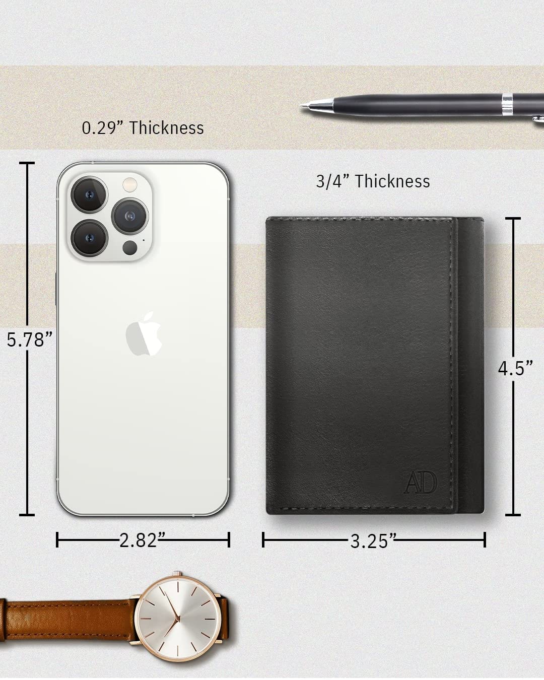 Men's Slim RFID Blocking Trifold Wallet - Genuine Leather Front Pocket Wallet with ID Window - Secure Personal Data Protection - Perfect Gift for Dad, Husband & Boyfriend (Office, Travel, Everyday Use)