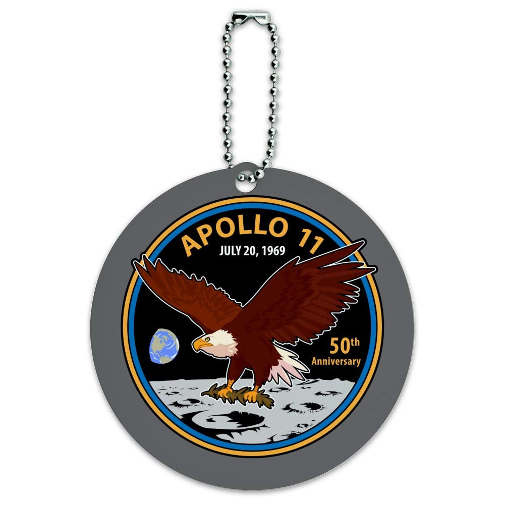 NASA Apollo 11 50th Anniversary Collectible Patch - Round Luggage ID Tag for Travel Bags & Backpacks - Perfect for Space Enthusiasts & Aviation Lovers