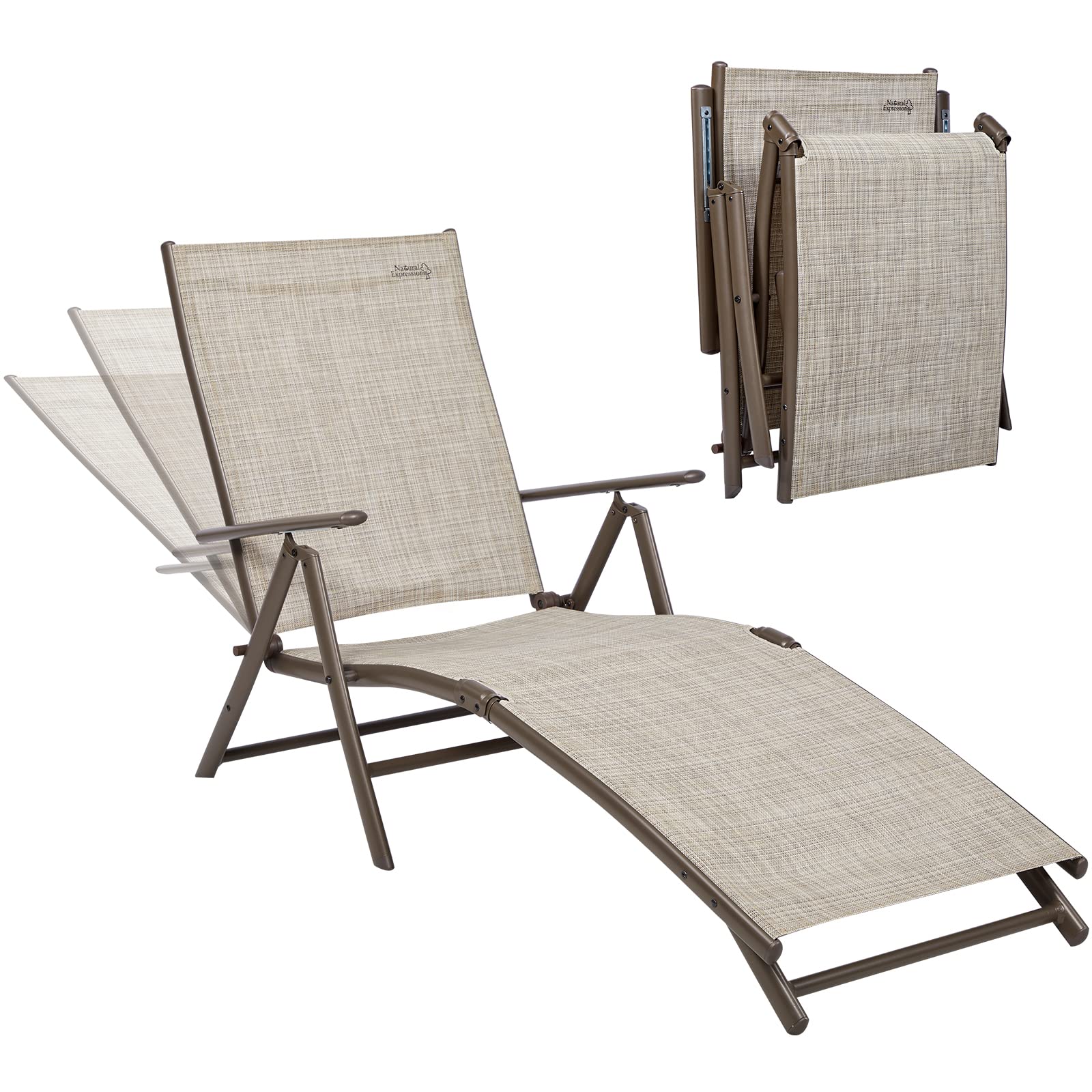 Premium Aluminum Adjustable Folding Recliner Chair - Outdoor Chaise Lounge for Poolside, Beach, Backyard & Lawn - Heavy Duty 300 lbs Capacity - Perfect for Sunbathing, Relaxing & Outdoor Lounging