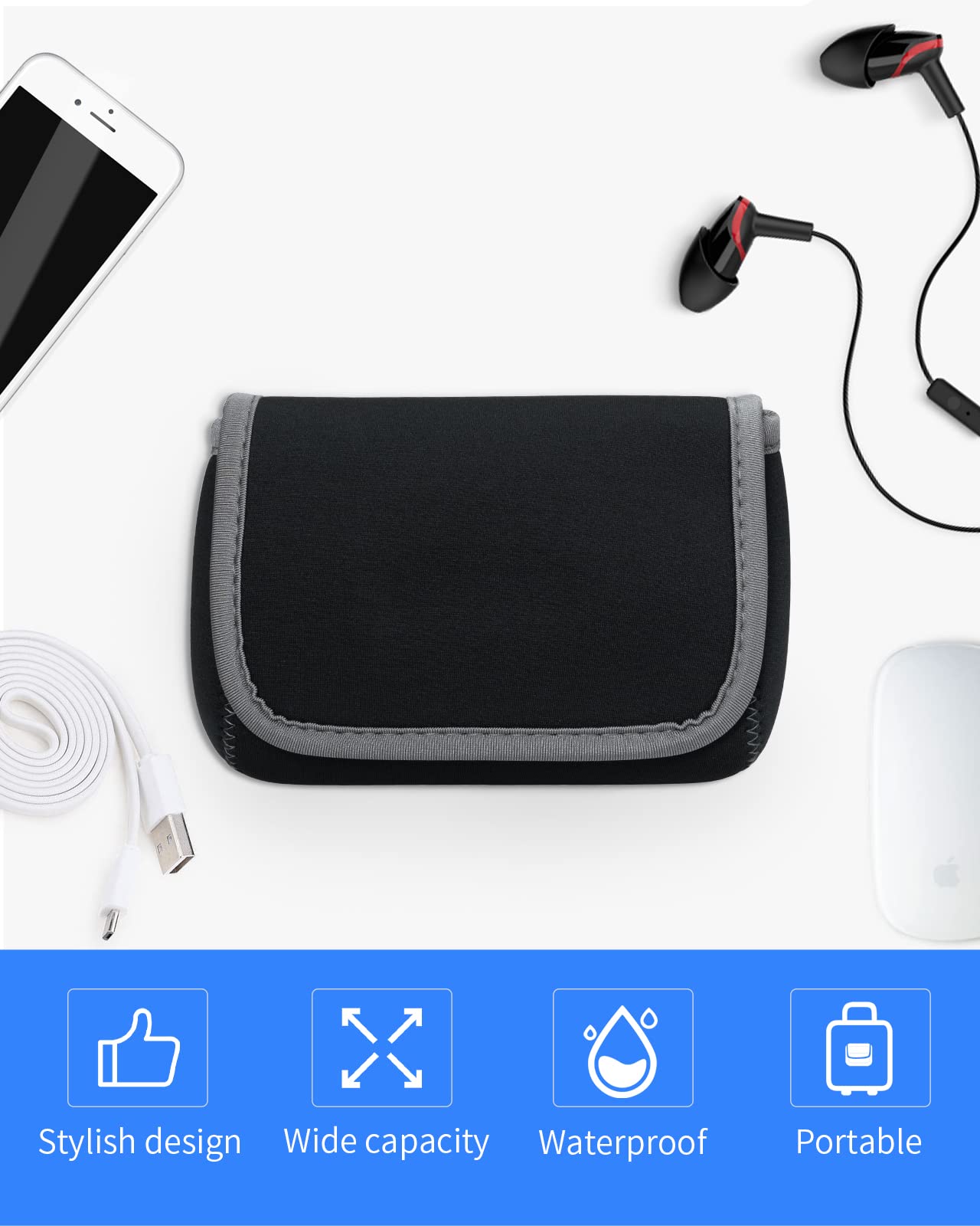 LENTION Tech Pouch Organizer - Compact Storage Case for Laptop Accessories, MacBook Charger, Wireless Mouse, iPhone & Power Bank | Travel Cable Organizer | Dark Gray | Perfect for Office, Travel & Daily Commute