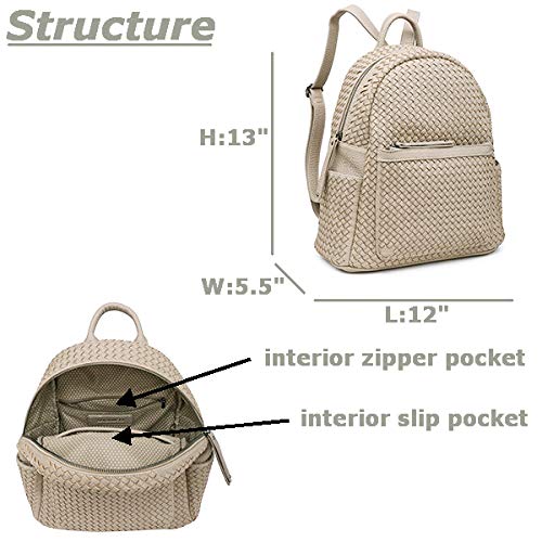 Stylish Woven Backpack for Women - Trendy Large Beige Daypack Purse, Fashionable Travel Backpack for Work, School & Vacation Outfits | Perfect for Commuting, College & Weekend Getaways