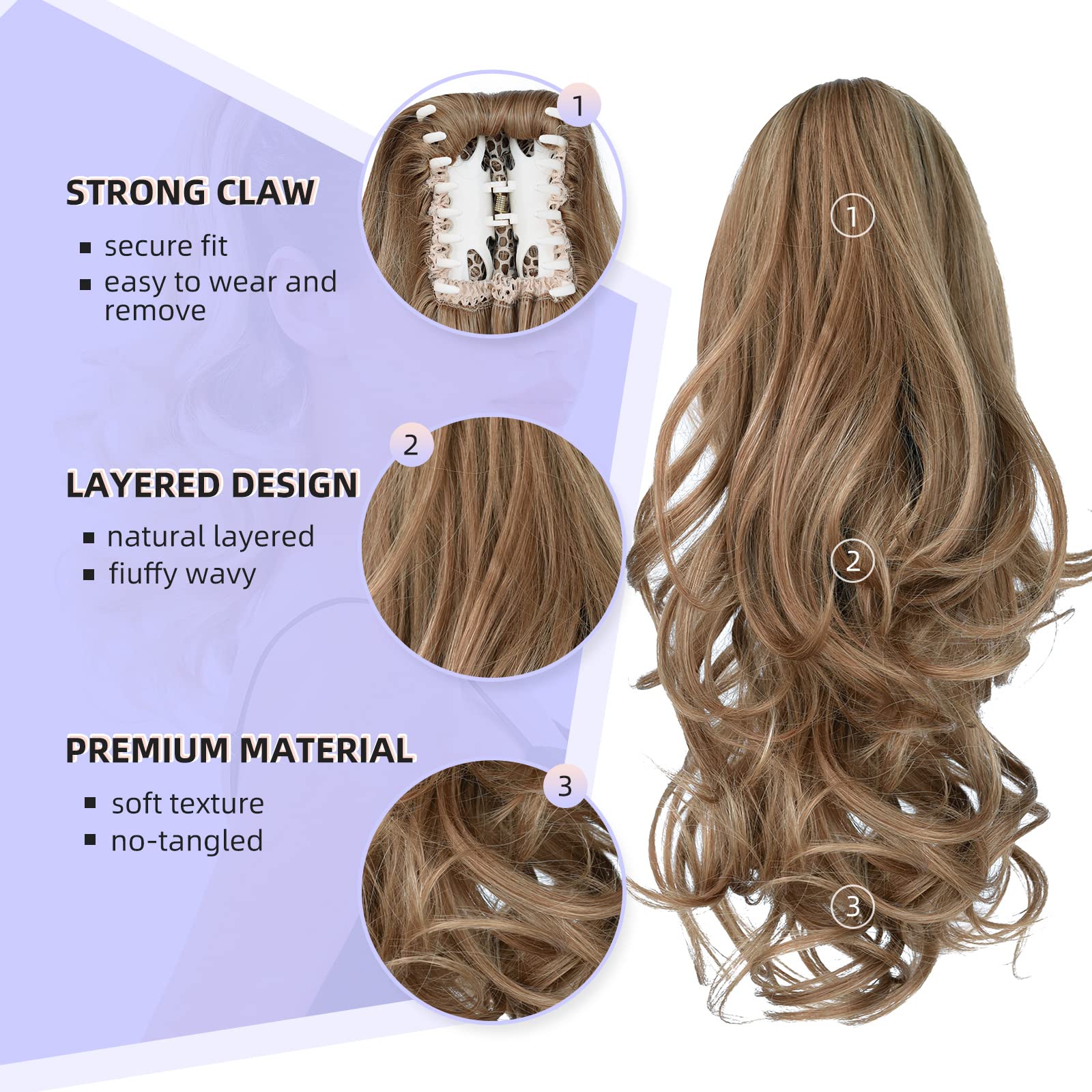 Natural Straight Ponytail Hair Extension with Claw Clip - Seamless Blonde Brown Black Hairpiece for Women - Perfect for Parties, Weddings & Everyday Styling