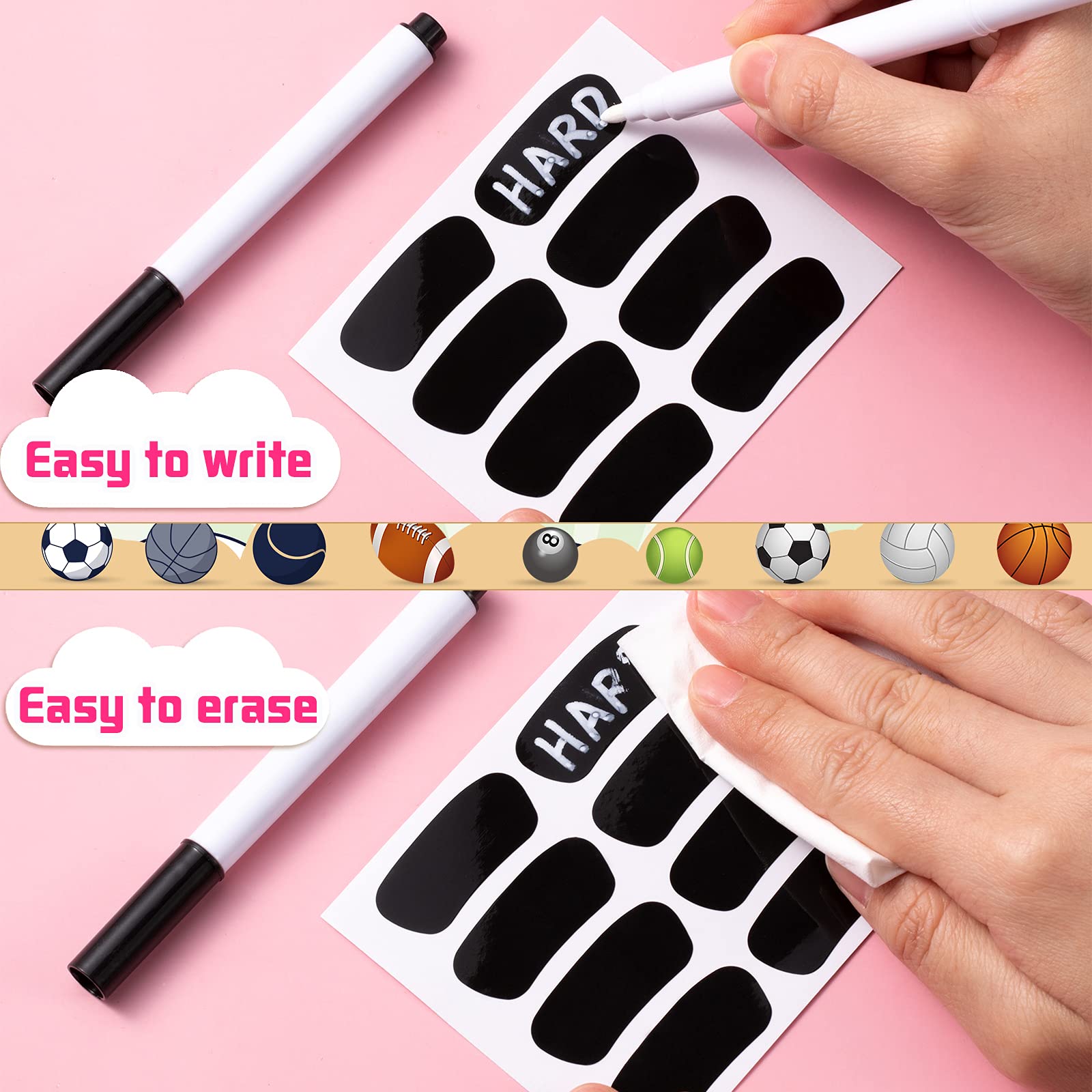 160-Piece Sports Eye Stickers for Kids - Football, Softball, Baseball Face Decals - Lacrosse Fan Eye Strips with 2 Pencils - Perfect for Game Day, Sports Parties & Team Spirit Events