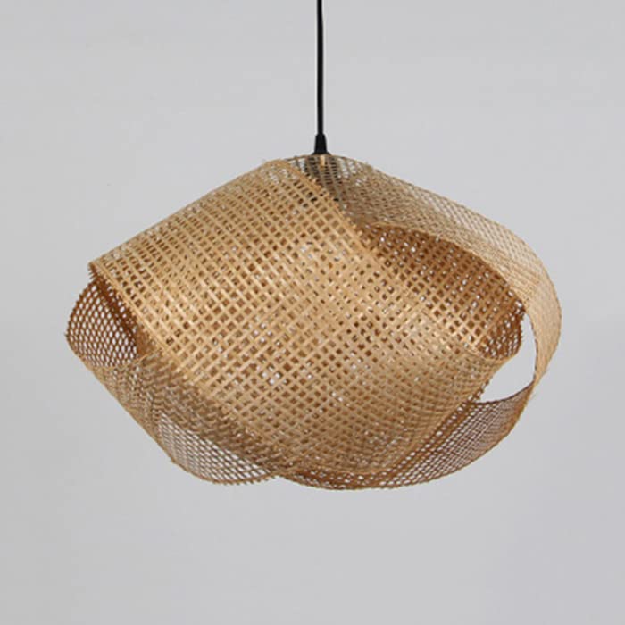 LITFAD Asian Handcrafted Rattan Pendant Light - 19.7