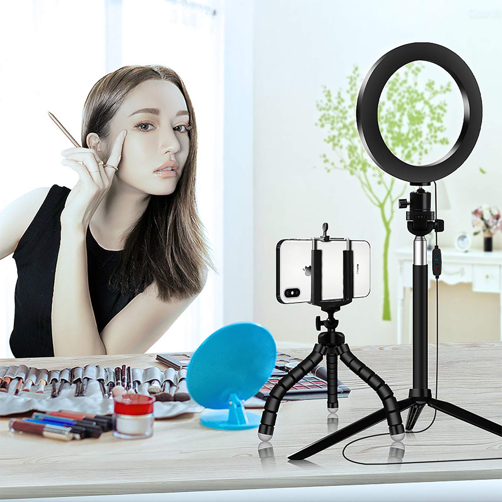 Professional Selfie Ring Light with Adjustable Tripod Stand & Phone Holder - 10