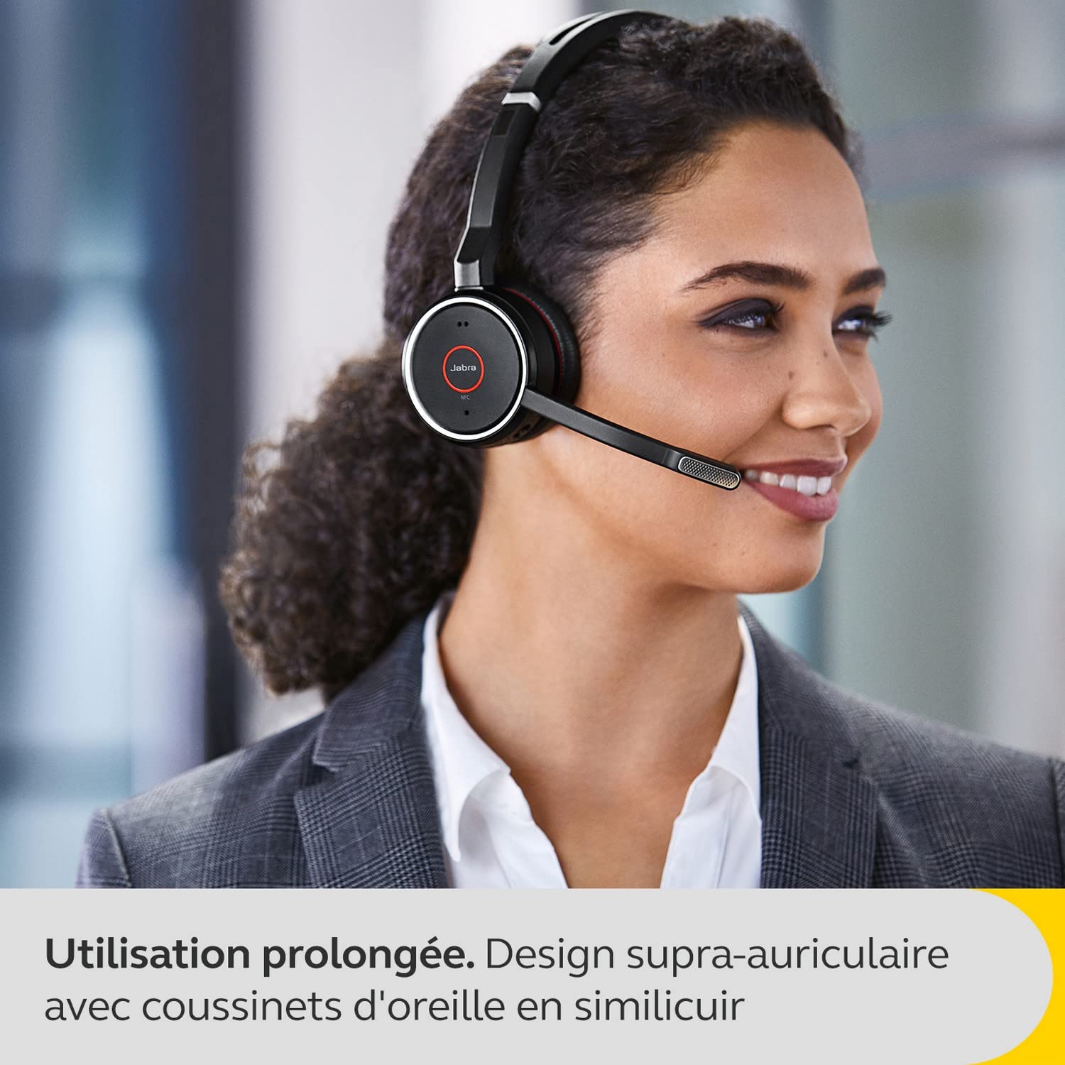 Jabra Evolve 75 SE Wireless Bluetooth Stereo Headset with Noise Cancelling Mic & Charging Base - Google Meet/Zoom Certified - Compatible with All Platforms - Black - Perfect for Remote Work, Video Conferencing & Office Use