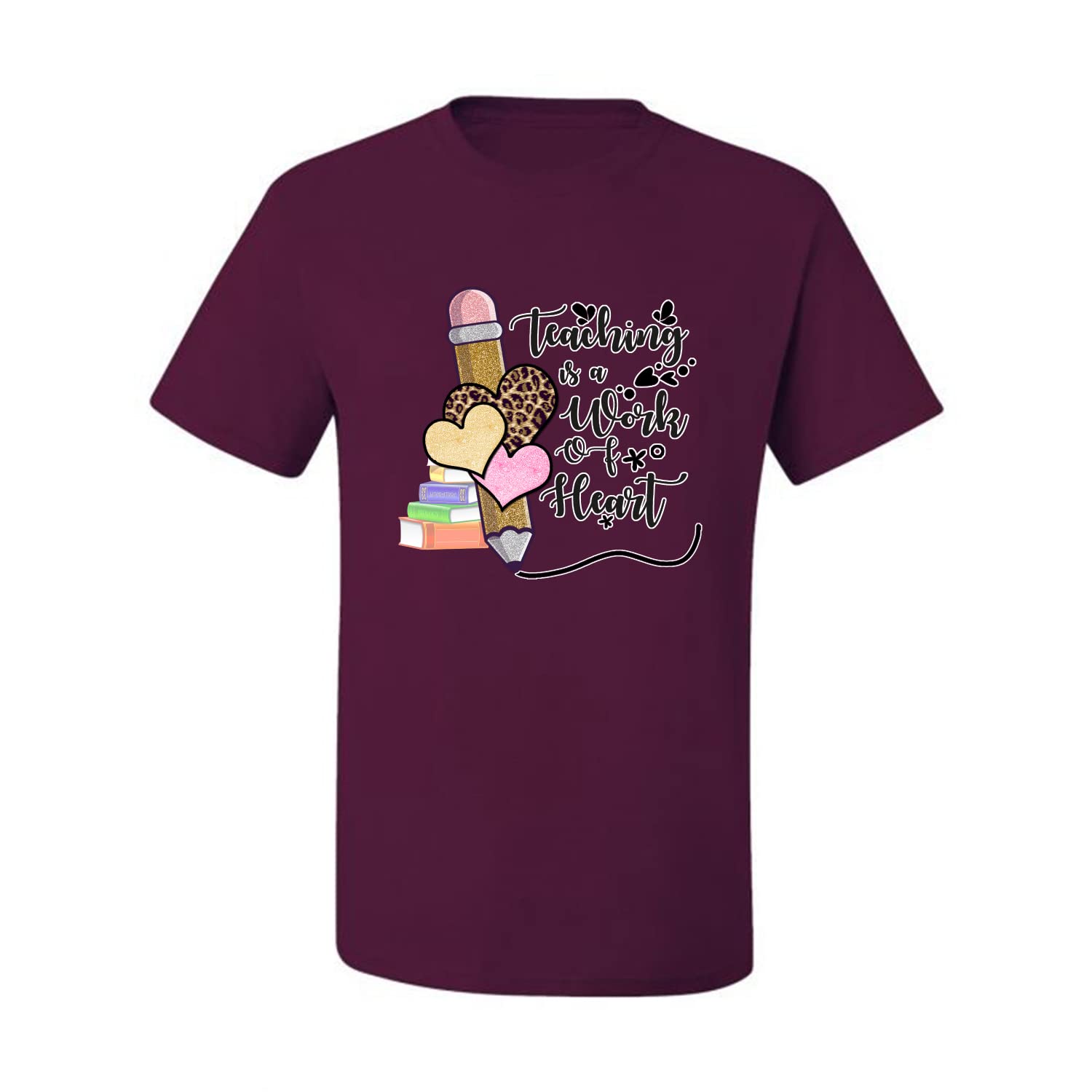 Wild Bobby Teaching is a Work of Heart Pop Culture Men's Graphic T-Shirt | Funny Teacher Appreciation Gift | Casual Wear for School, Work & Everyday Outfits