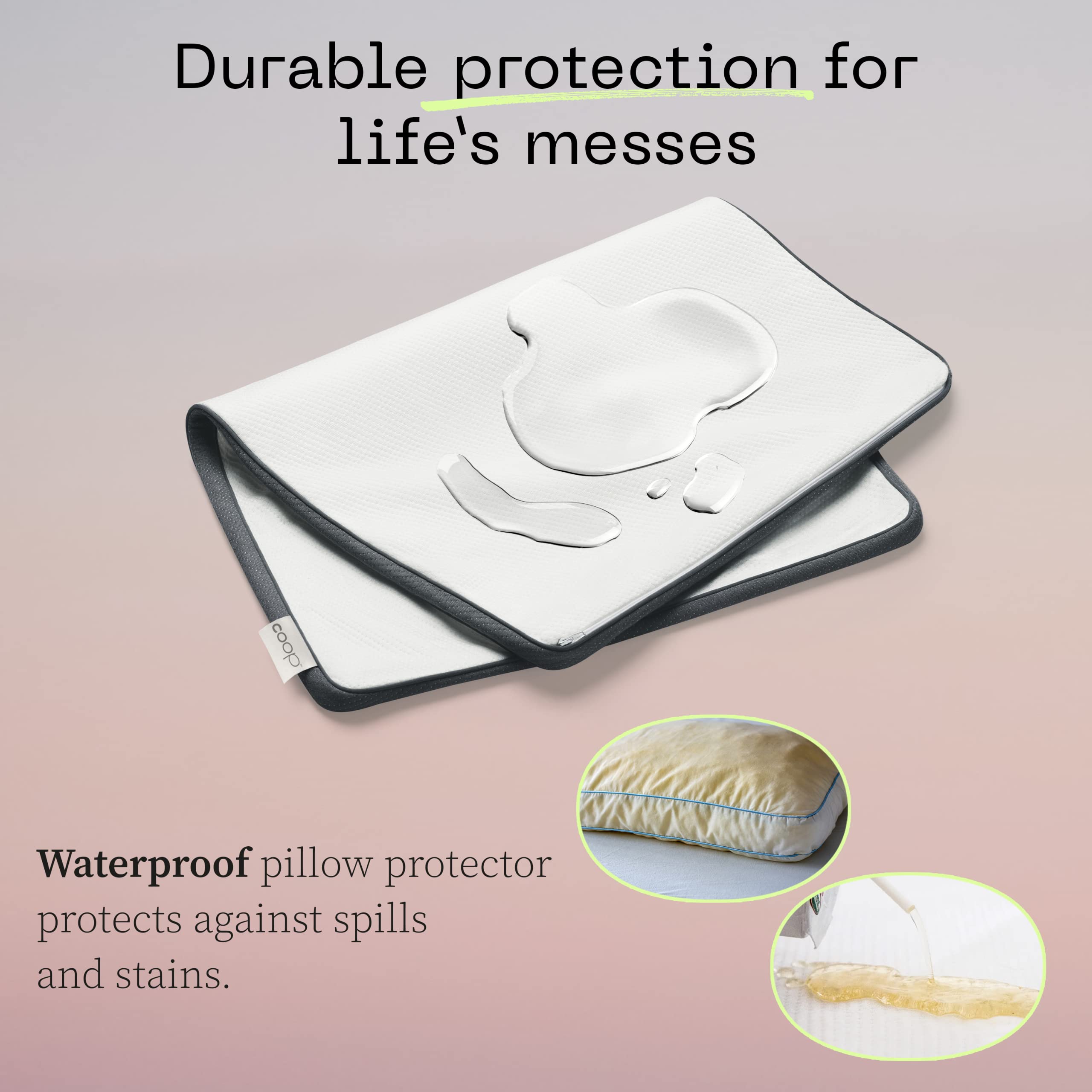 Coop Home Goods Ultra-Tech Toddler Pillow Protector - Waterproof, Breathable, Zippered Cover for Memory Foam Pillows - OEKO-TEX Certified, Machine Washable - Perfect for Daycare, Travel & Toddler Bedrooms