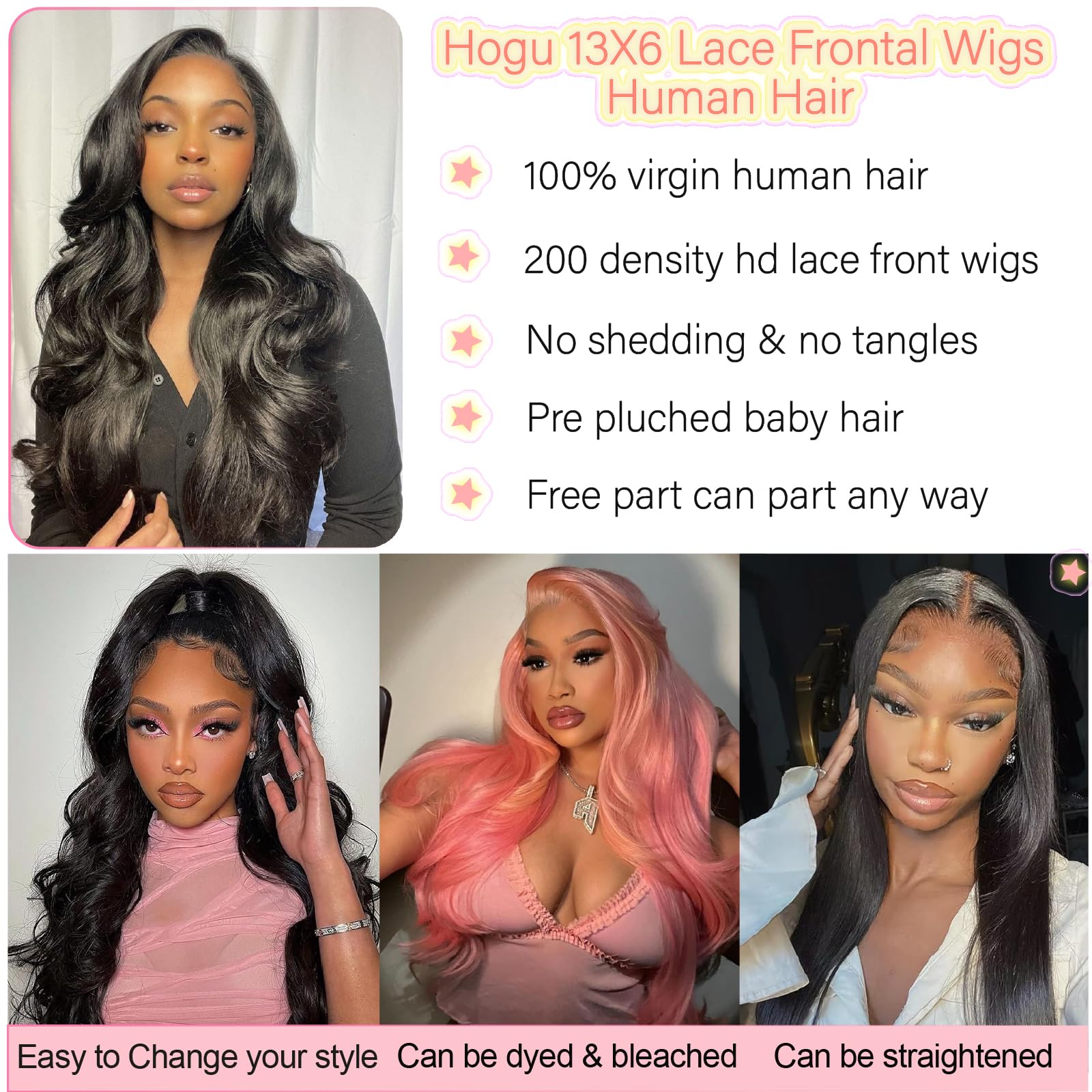 30 Inch 13x6 HD Lace Front Wig Human Hair - 200% Density Body Wave Glueless Pre-Plucked with Baby Hair - Natural Black for Daily Wear, Parties & Special Occasions