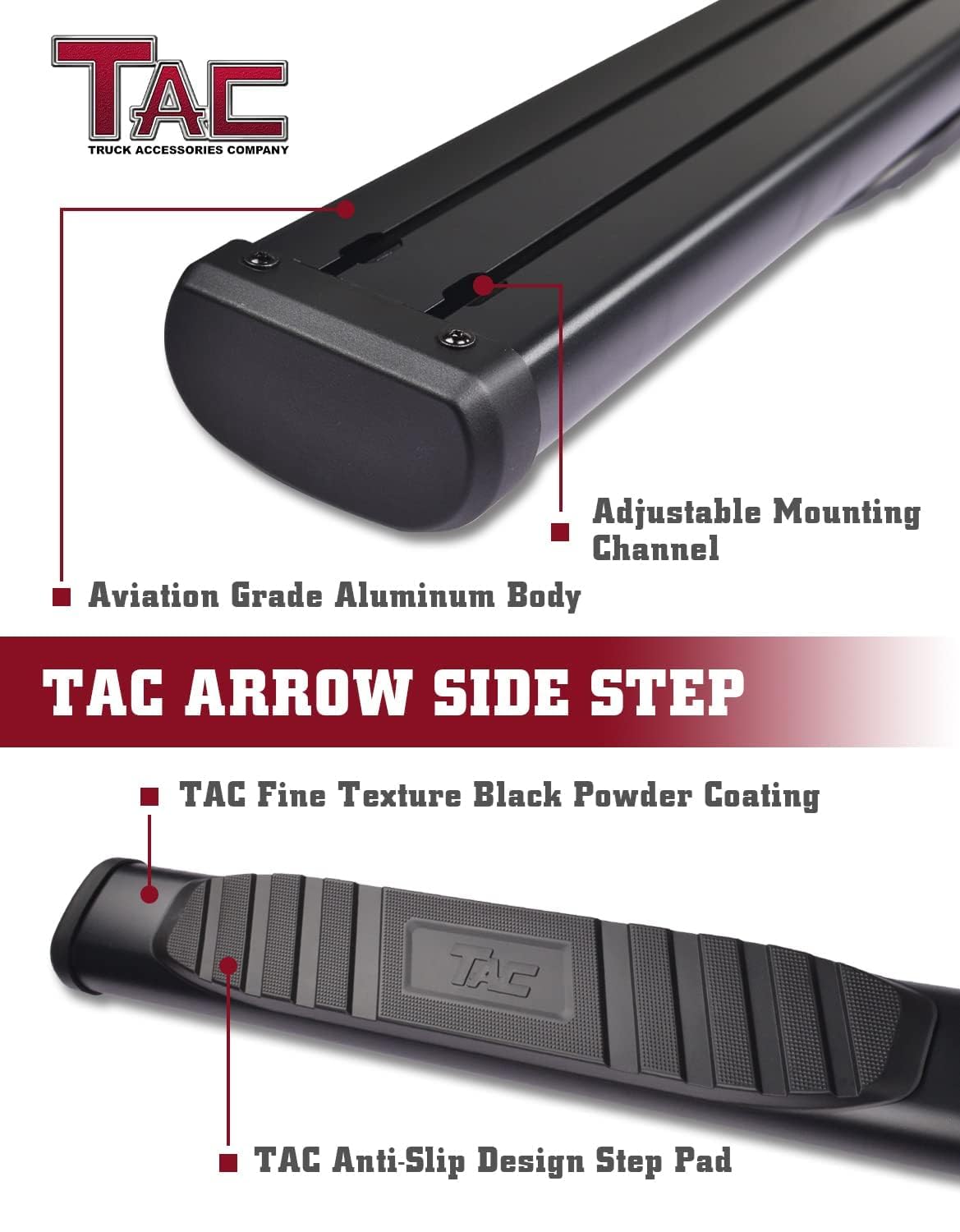 TAC Arrow Side Steps Running Boards for 2015-2025 Chevy Colorado & GMC Canyon Crew Cab - 5