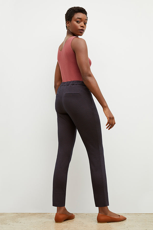 Colby Pant Stretch Foulard Knit Women's Casual Pants - Navy Multi Color for Work, Travel & Everyday Comfort