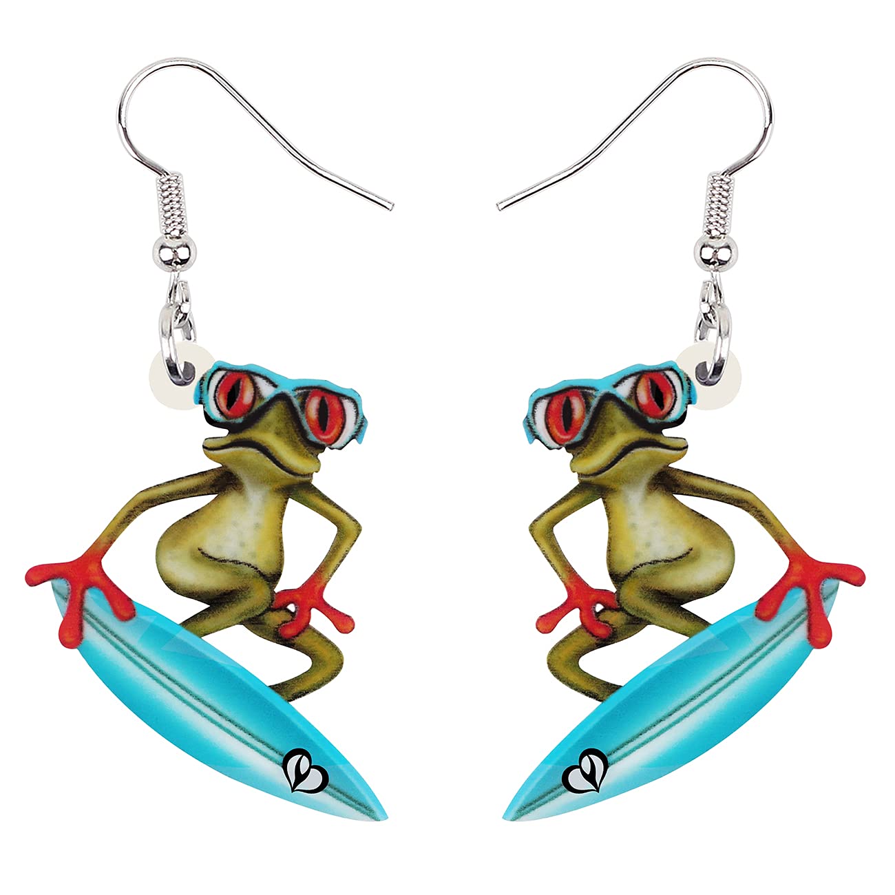 BONSNY Acrylic Sweet Frog Skateboard Drop Dangle Earrings for Women - Cute Novelty Jewelry Gifts for Skaters, Punk Fashion & Unique Style Lovers - Perfect for Concerts, Parties & Everyday Wear