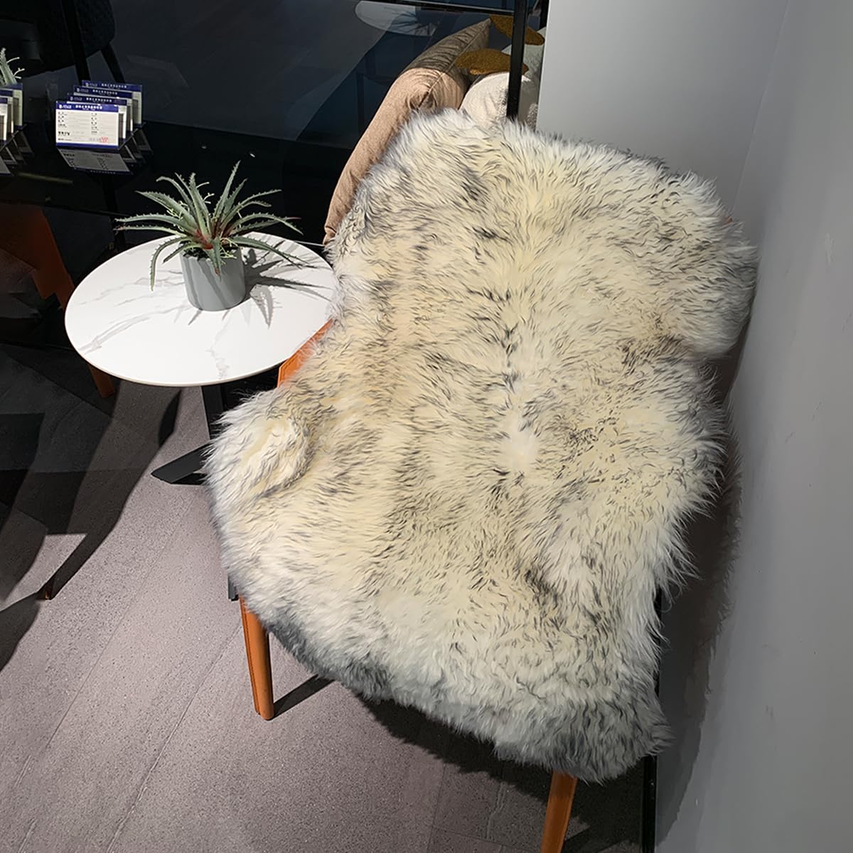 Premium New Zealand Sheepskin Rug - Soft & Fluffy for Bedroom, Living Room, Nursery | Natural Sheepskin Motorcycle Seat Cover | Medical Grade for Bed Sores | White with Gray Tips | Cozy Home Decor & Comfort Solution