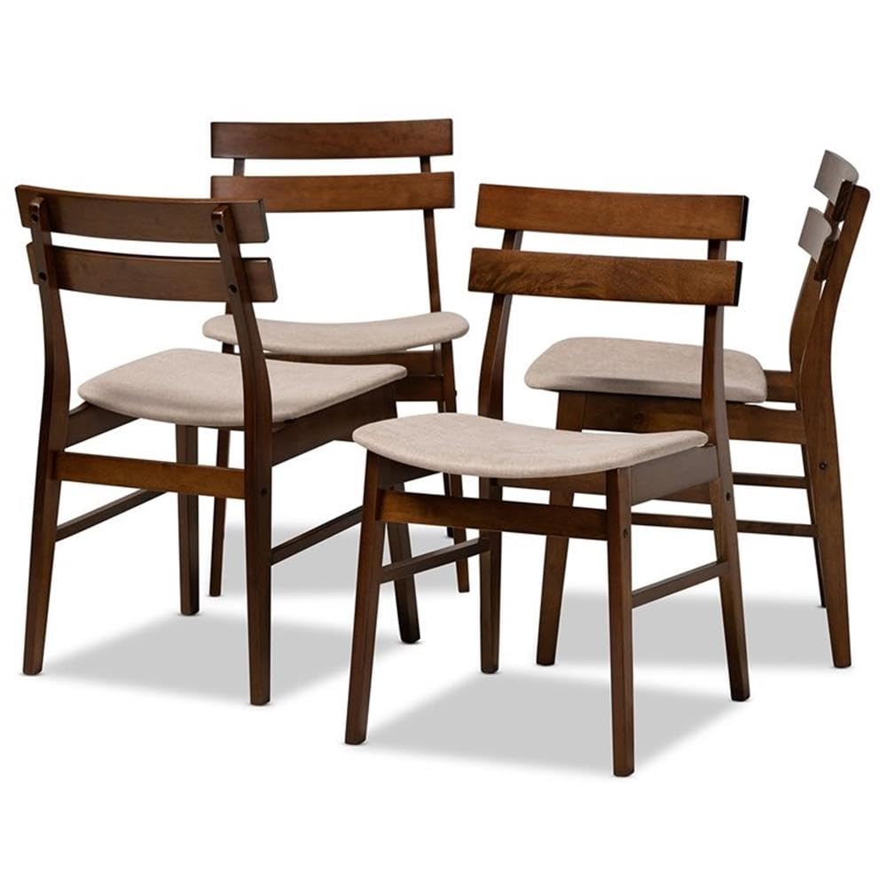 BOWERY HILL Light Beige Upholstered Wood 4-Piece Dining Chair Set - Modern Farmhouse Kitchen Furniture for Dining Room, Breakfast Nook & Home Decor