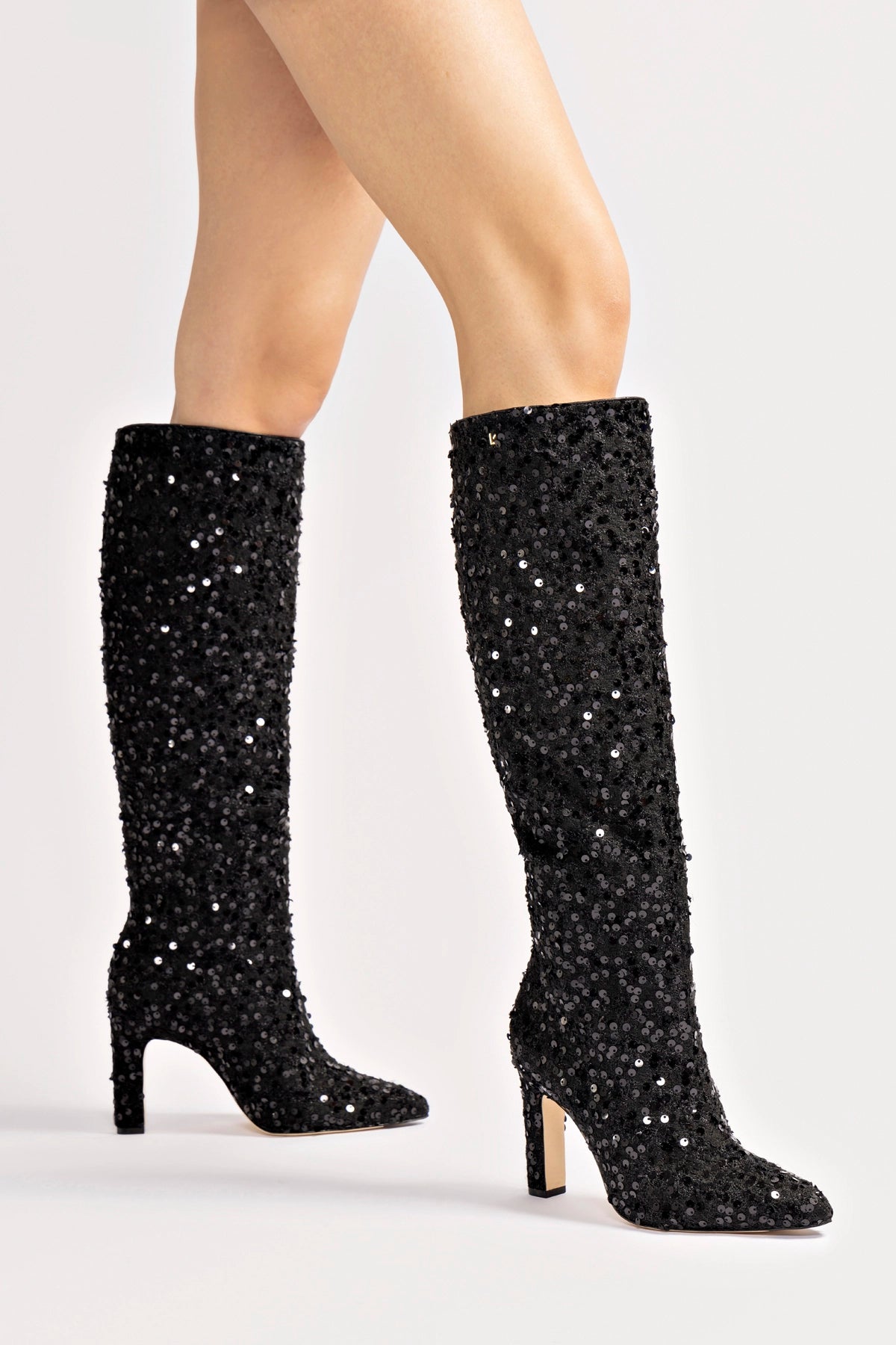 Cindy Black Sequin High Boots for Women - Stylish Party & Evening Wear - Perfect for Night Out, Club, and Special Occasions