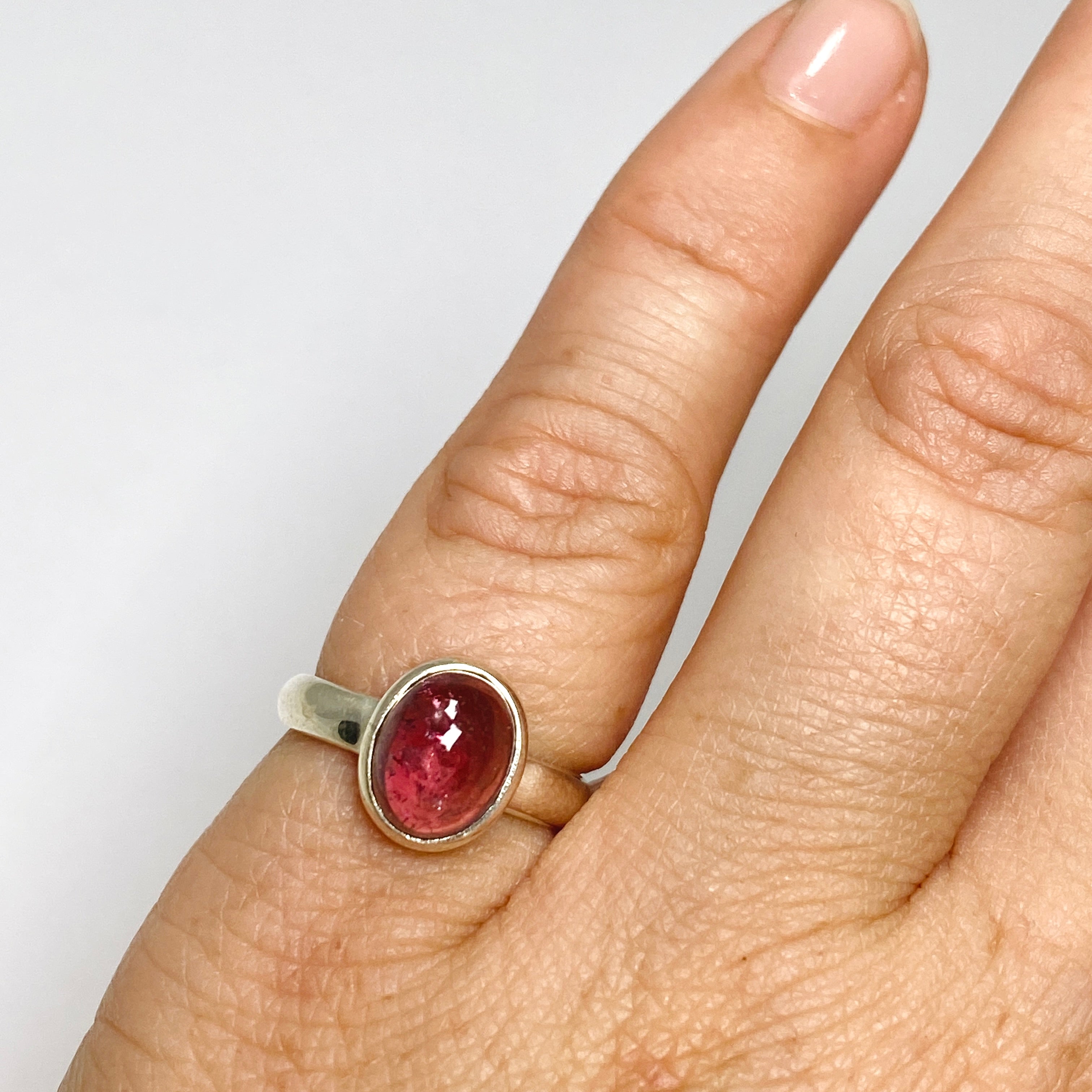 Pink Tourmaline Oval Cabochon Ring - Size 4.5 - PRGJ731 - Elegant Jewelry for Women, Perfect for Weddings, Anniversaries & Special Occasions