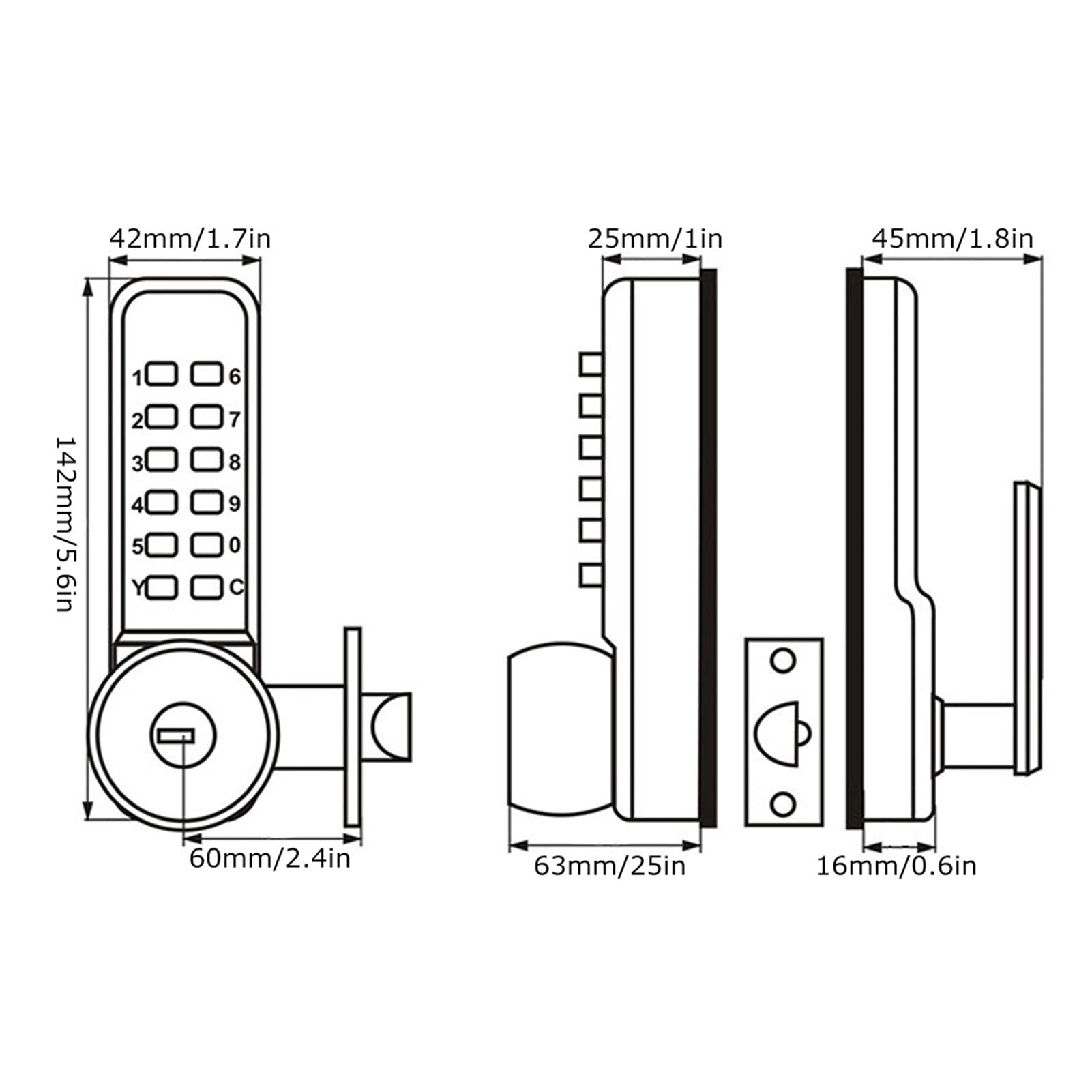 Double Sided Mechanical Door Lock with Keys - Secure Outdoor Password Lock, Easy Installation Deadbolt for Home Security | Front Door, Back Door & Garage Use