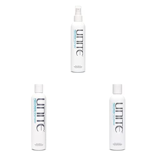 UNITE Hair 7SECONDS Daily Moisture Essentials Set - Detangling Leave-In Conditioner (8 fl oz), Hydrating Shampoo (10 fl oz) & Nourishing Conditioner (8 fl oz) for Dry, Damaged Hair - 3-Piece Hair Care Kit for Frizz Control & Smoothing - Perfect for Daily Use at Home or Salon