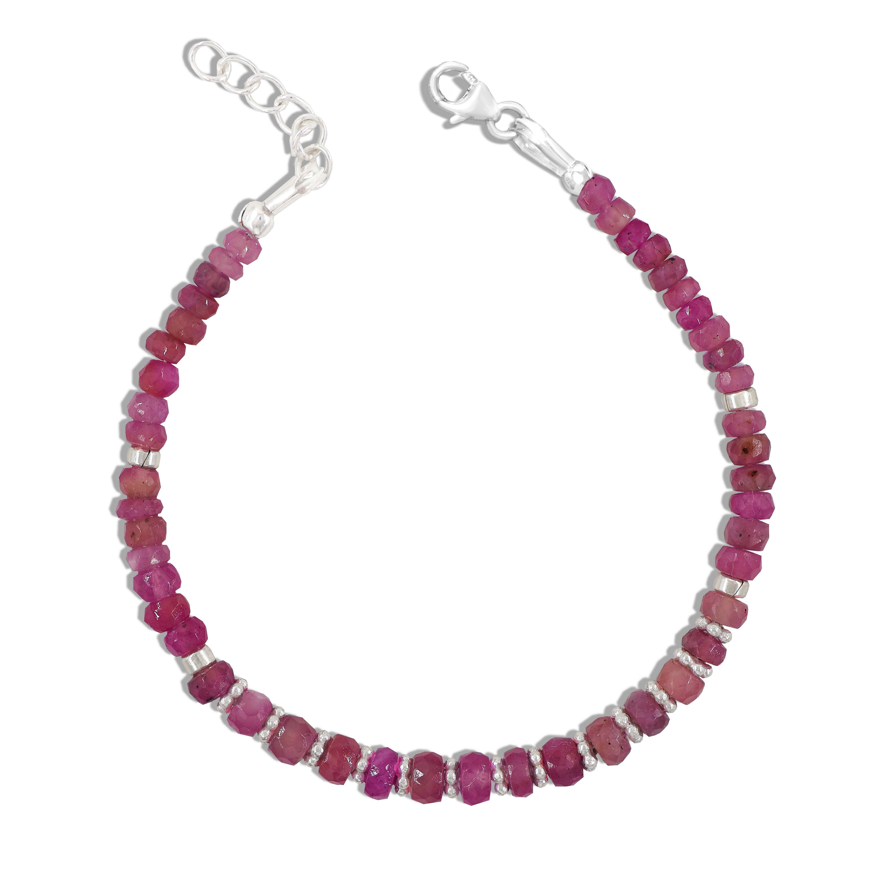 Natural Ruby Rondelle Beaded Bracelet for Women - Genuine Gemstone Beaded Jewelry - Perfect for Gifts, Weddings & Special Occasions