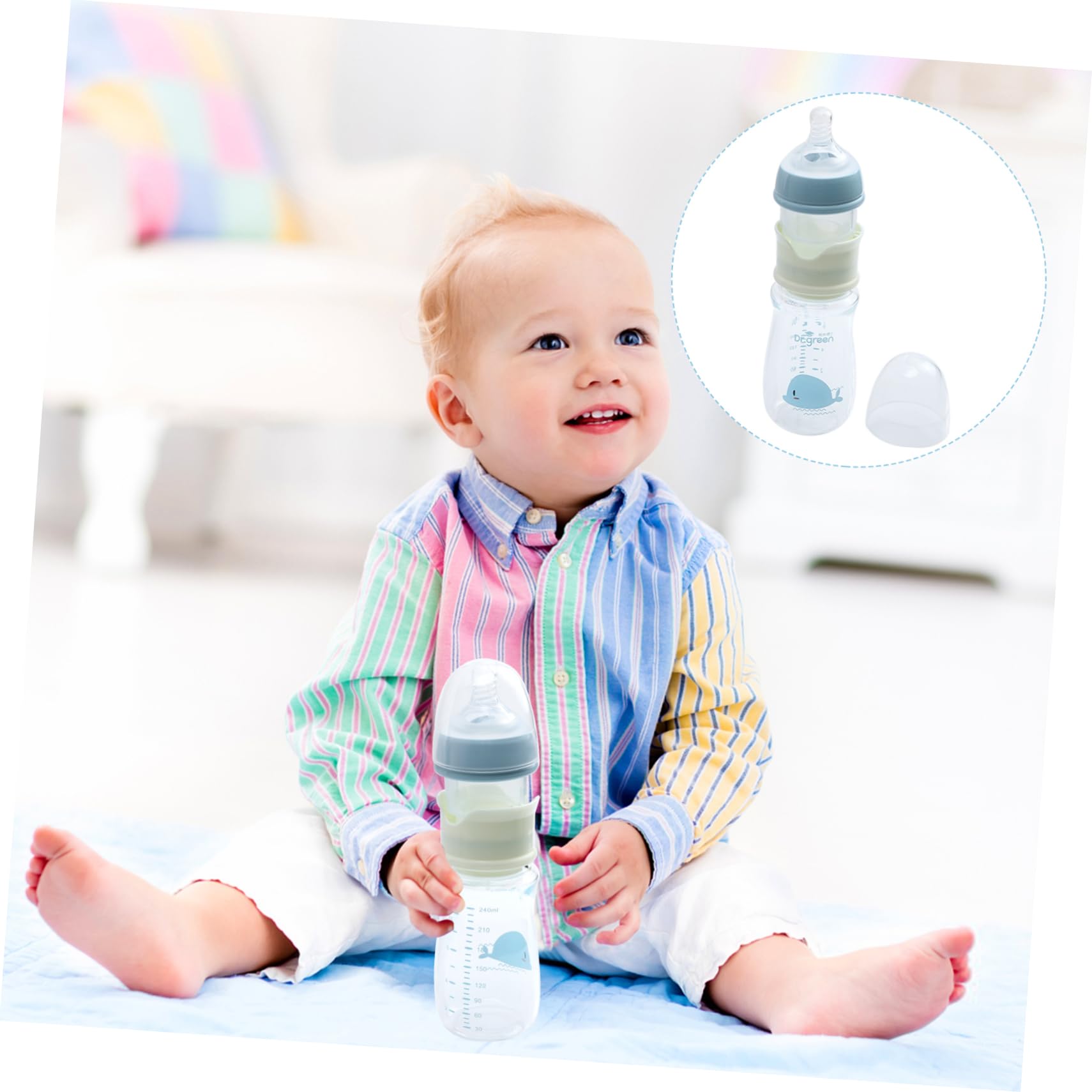 HEMOTON 5-Piece Glass Baby Bottle Set - BPA-Free Milk Storage Containers for Breastfeeding & Formula - Perfect for Travel, Daycare & Outdoor Activities