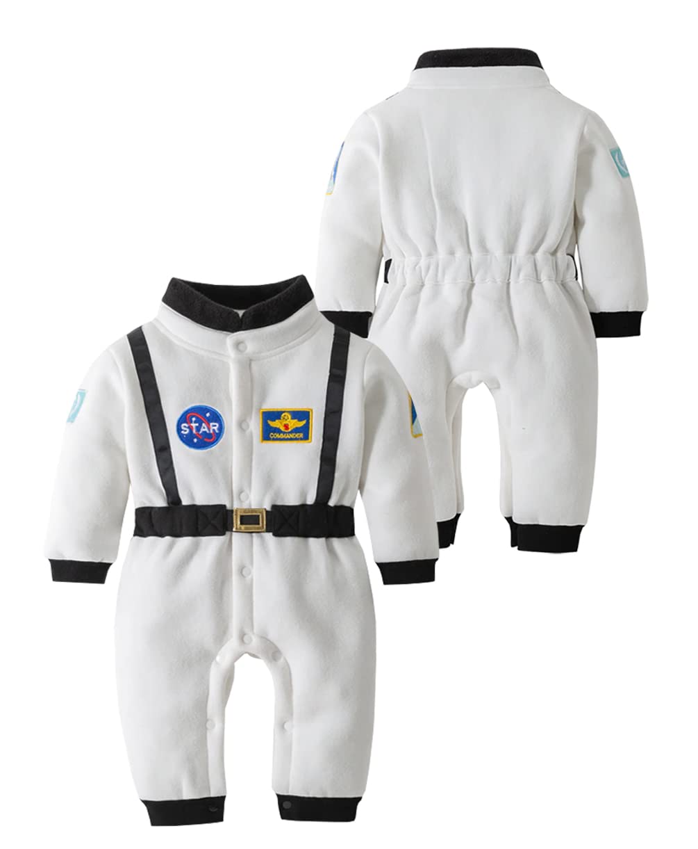 Stylesilove Baby Toddler Astronaut Costume - Fleece Jumpsuit for Boys | Halloween Cosplay, Space Themed Party Outfit | Perfect for Dress Up, Birthday Parties & Photo Shoots