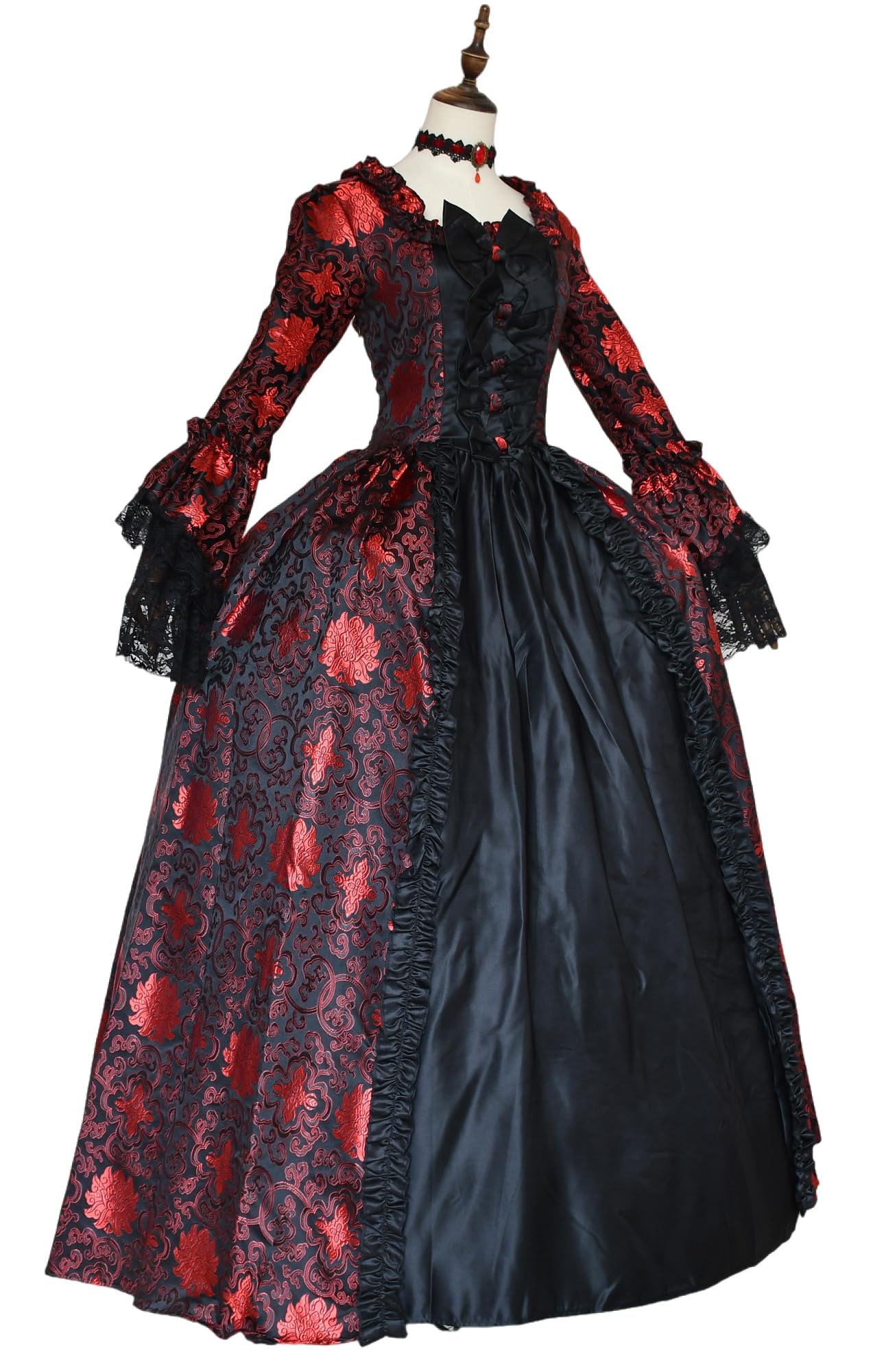 Victorian Ball Gown for Women - Elegant Long Sleeve Party Dress with Rococo Details | Perfect for Masquerade Balls, Costume Parties & Historical Reenactments