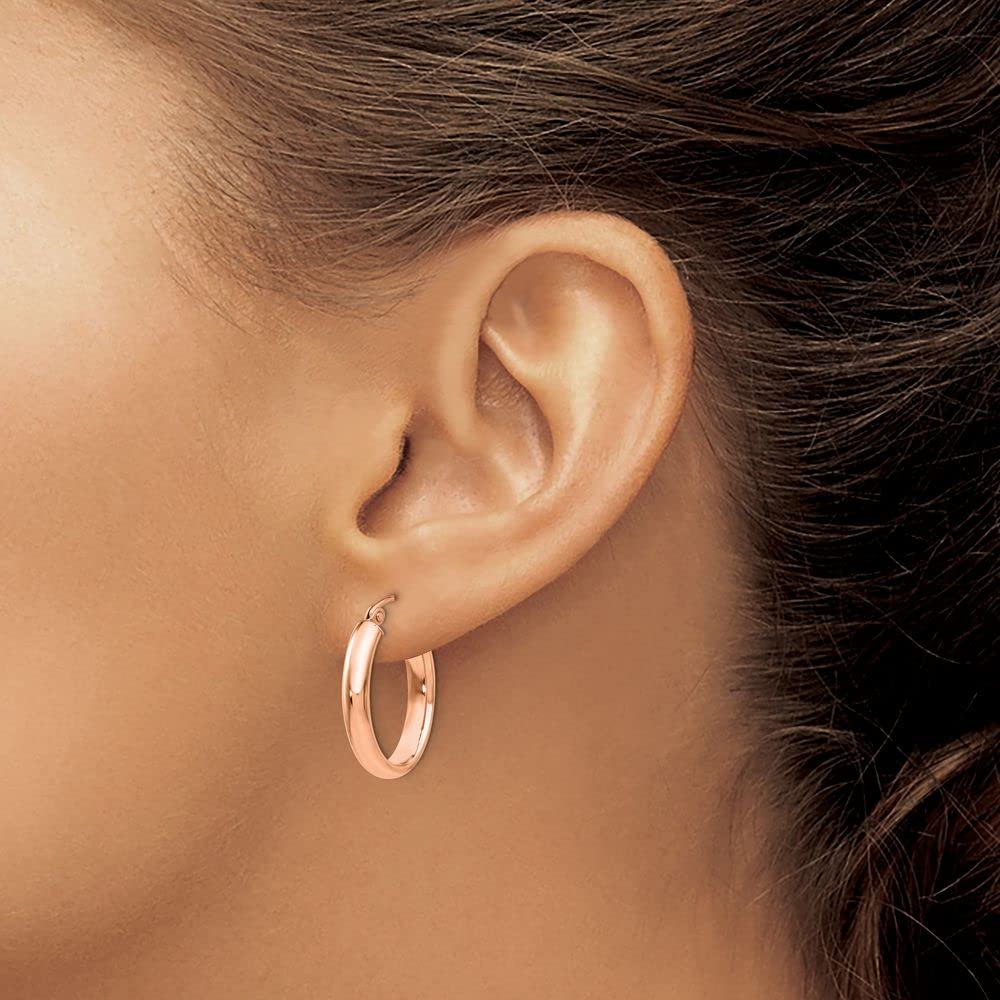 14K Rose Gold Oval Tube Hoop Earrings - 22mm x 3mm Dainty Minimalist Jewelry for Women, Perfect for Everyday Wear, Date Night & Special Occasions