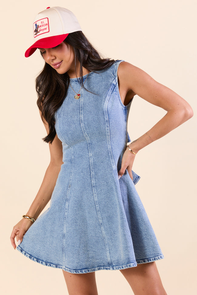 Country Denim High Neck Mini Dress for Women - Vintage Western Style Party Outfit - Perfect for Concerts, Festivals & Date Nights