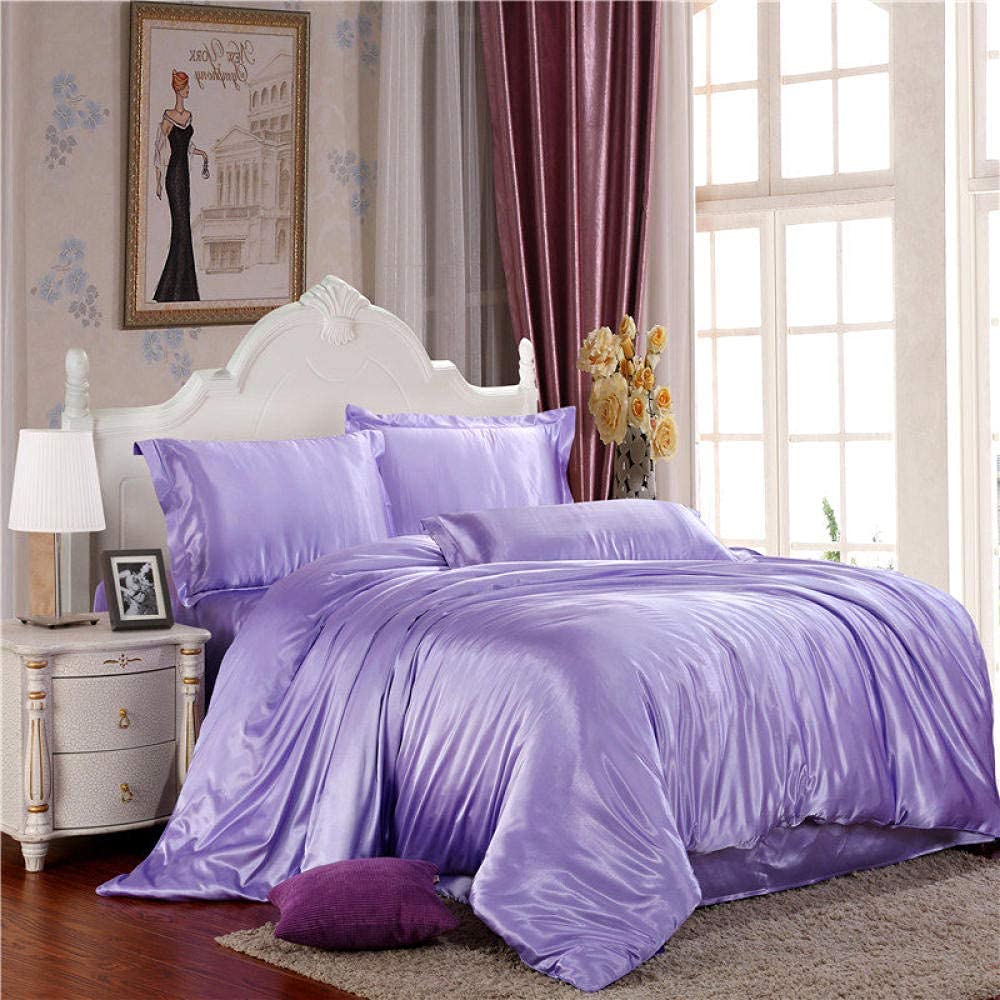 Luxury 4-Piece Silk Bedding Set - King/Queen/Twin Size Satin Duvet Cover with Pillowcases | Solid Color Elegant Design for Master Bedroom & Guest Room | Soft Breathable Bed Sheets for All Seasons | Perfect Wedding Gift & Home Decor