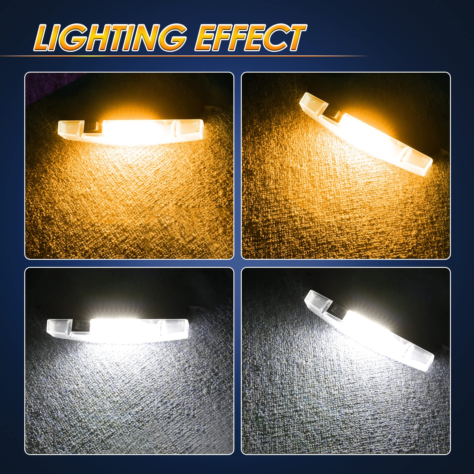 UTV Dome Light - Universal Roll Bar Mount LED Interior Light & Map Marker for UTV, SXS, Can Am, Polaris RZR, Honda, Kawasaki, Golf Cart, Truck, Car - Battery Powered White & Amber Lights (2 Pack) - Perfect for Off-Roading, Camping & Night Driving