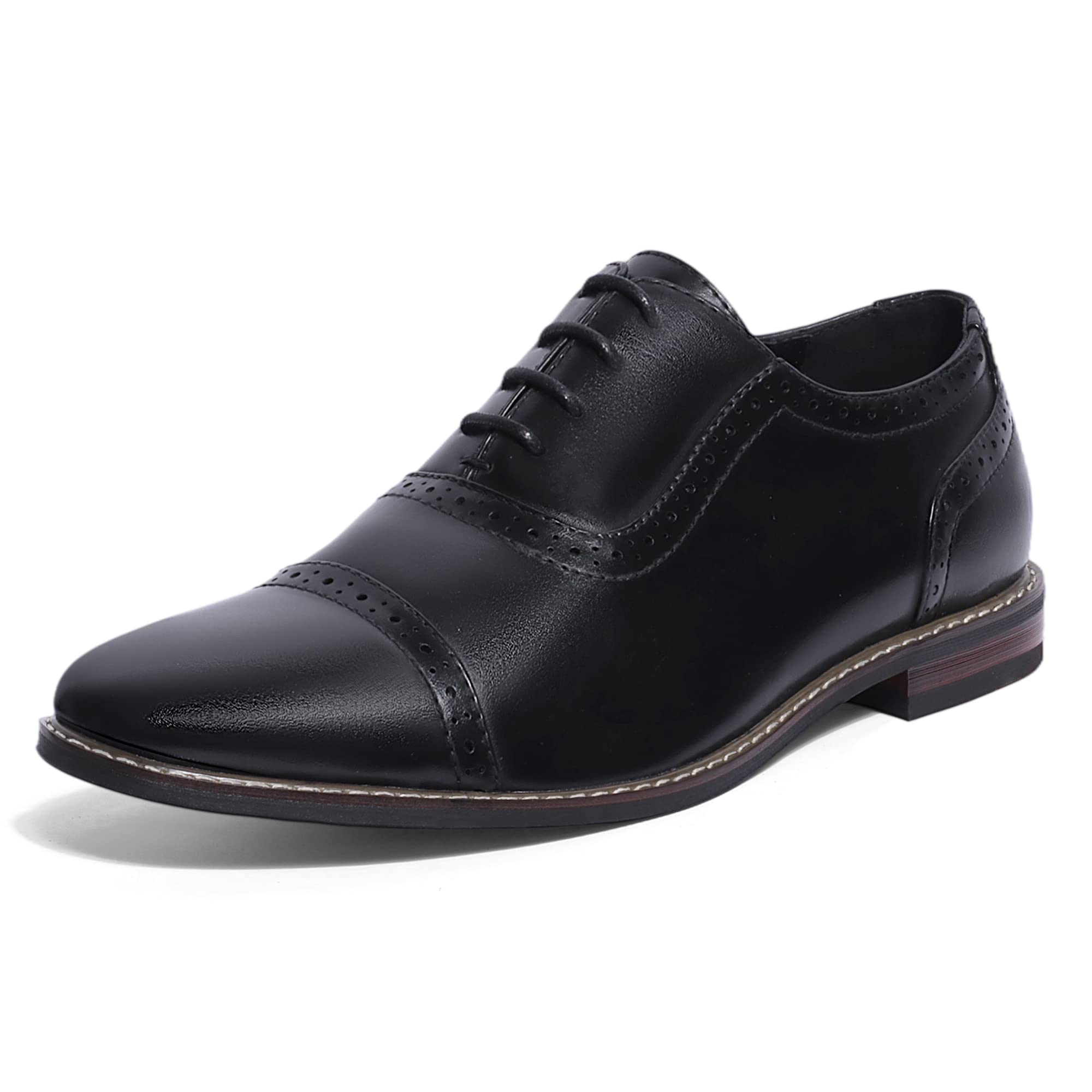 Mofri Men's Dress Shoes Formal Cap Toe Oxford Business Shoes - Comfortable Leather Lace Up Dress Shoes for Men - Perfect for Weddings, Office & Formal Events