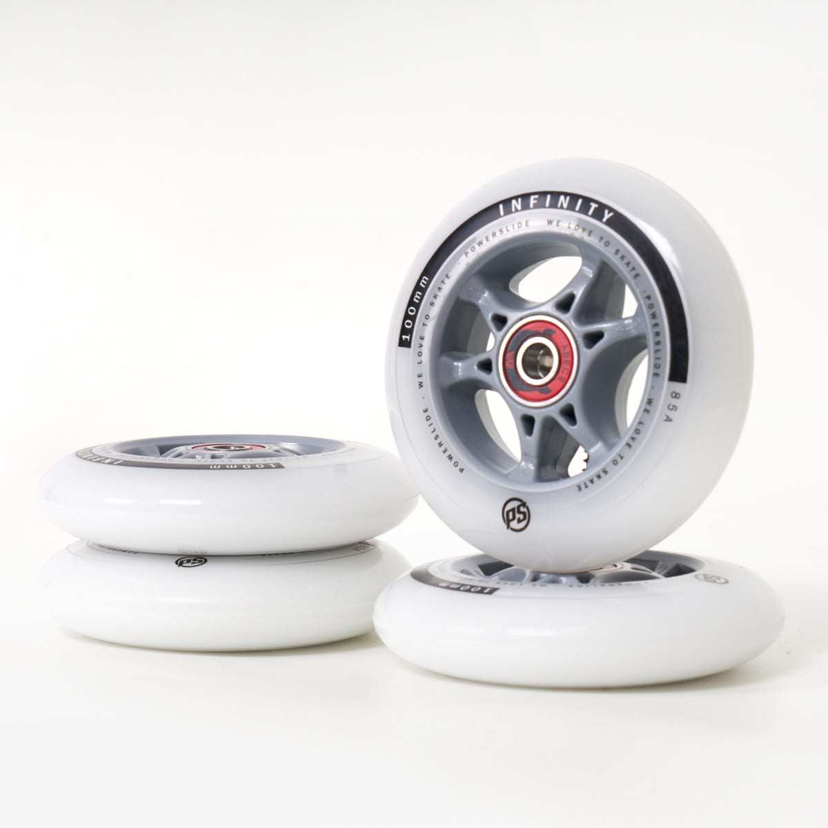 Powerslide Infinity II 100mm Wheels with Wicked Bearings - 4 Pack Set for Aggressive Inline Skating and Speed Skating