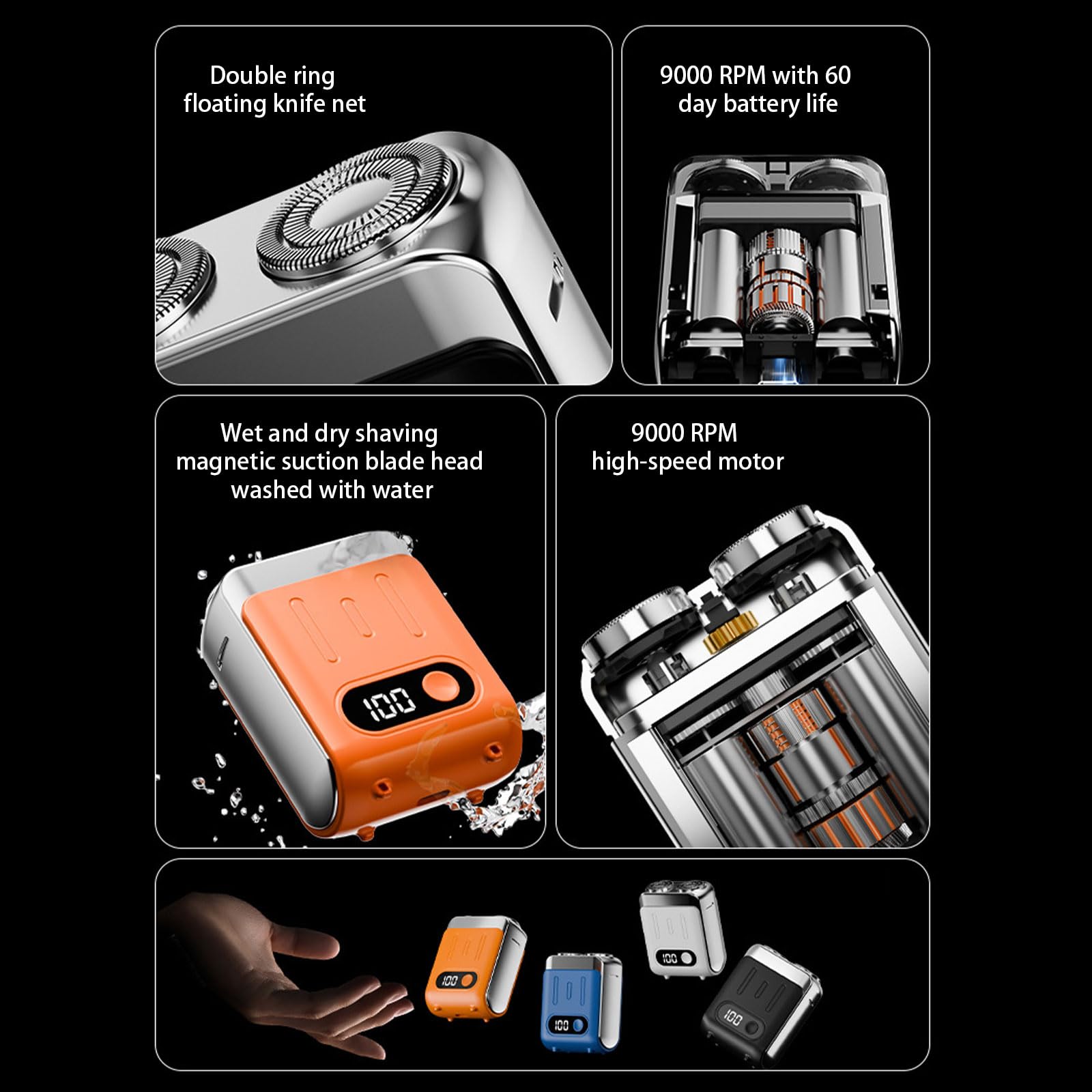 Premium Electric Shaver for Men - USB Rechargeable Beard Trimmer with Digital Display | Portable Travel Grooming Kit for Home, Office & On-The-Go Use