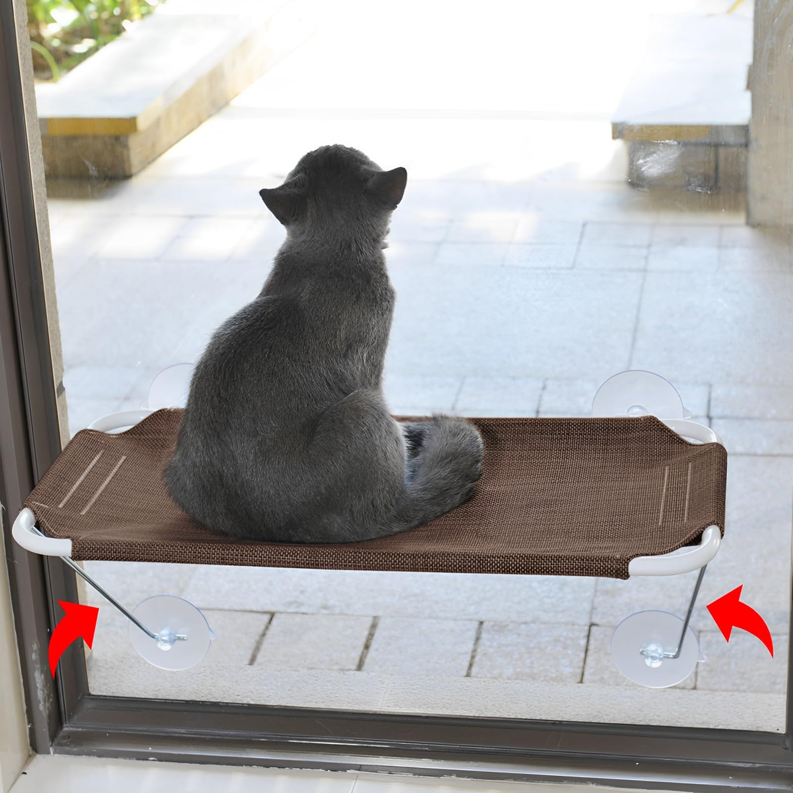 Premium Cat Window Perch - Cozy Cat Hammock for Sunbathing & Lounging | Soft Window Bed for Cats | Perfect Indoor Cat Seat for Watching Birds & Relaxing (Large, Brown) | Ideal for Apartments & Sunny Windows