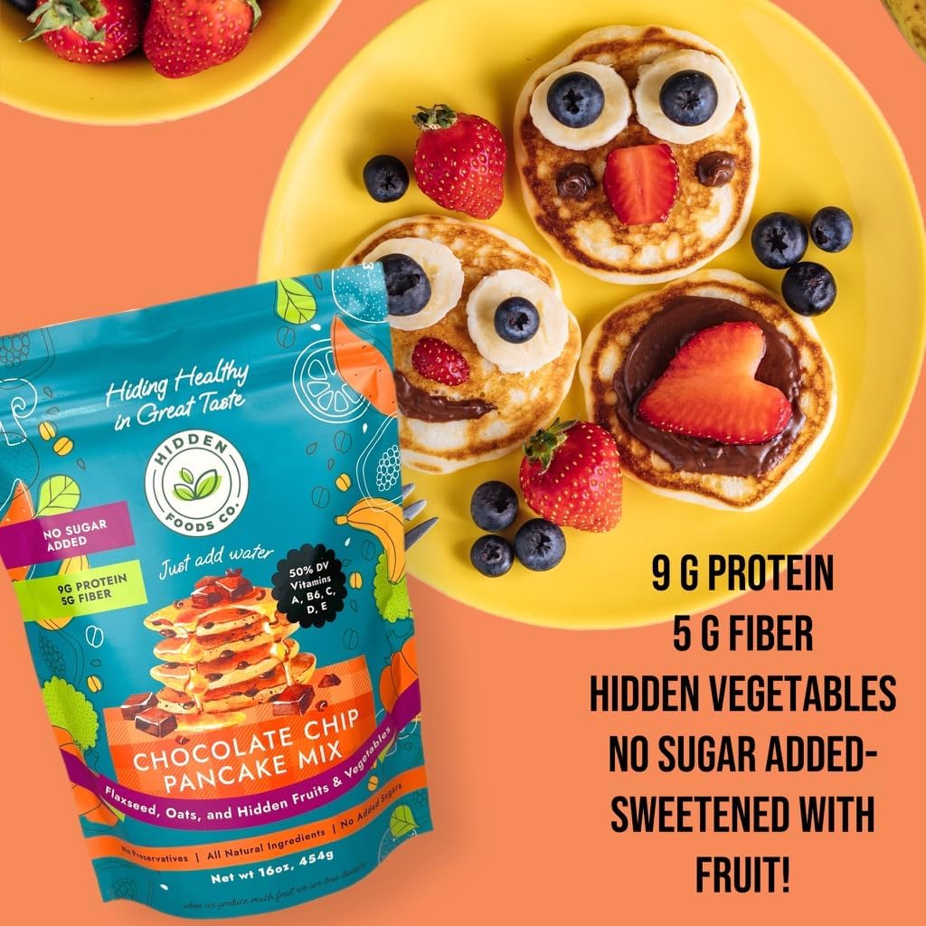 Hidden Foods Variety Pancake Mix 3-Pack - Cinnamon Churro, Homestyle & Chocolate Pancake Mixes | High Protein & Fiber Breakfast Mix with Natural Ingredients, Fruits, Vegetables, Wheat & Oat Flour | Just Add Water | Perfect for Quick Breakfast, Camping & Family Brunch