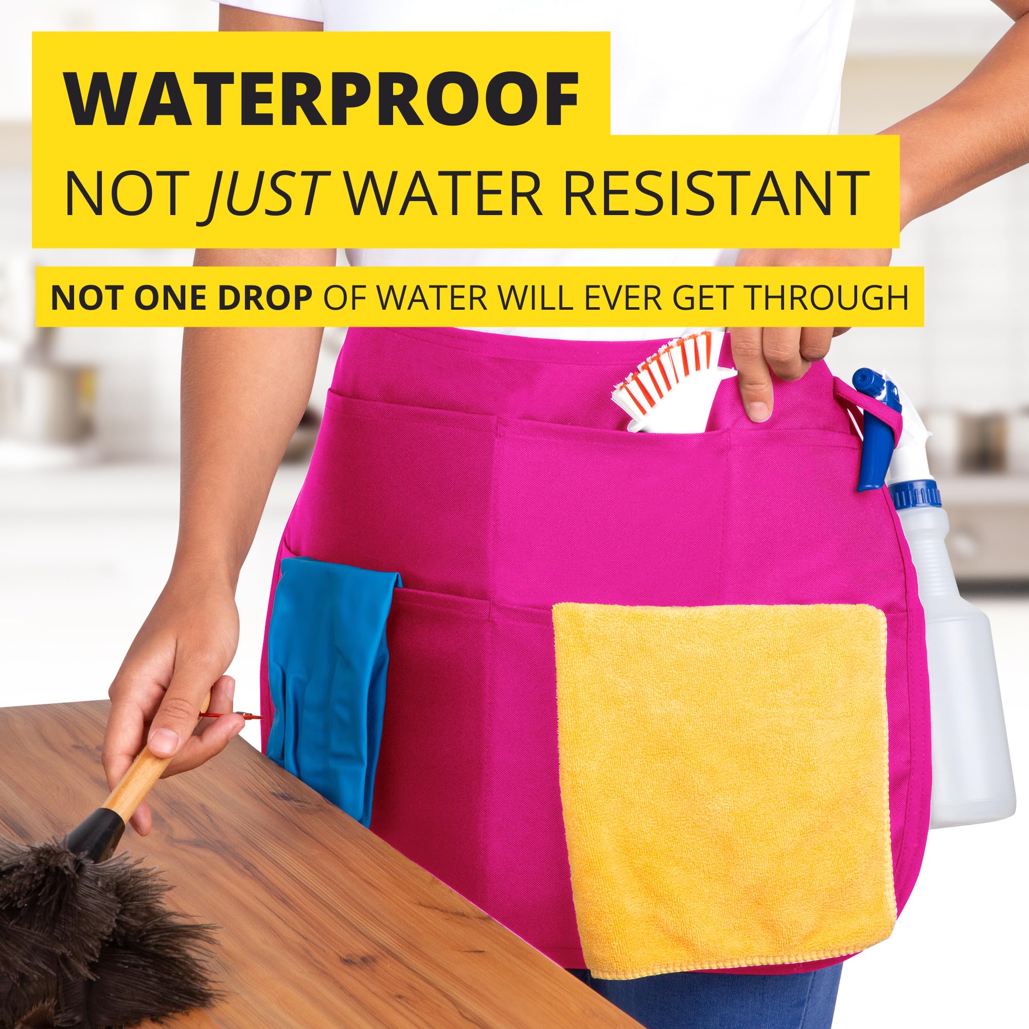 5-Pocket Waterproof Professional Cleaning Apron for Housekeepers & Janitors - Heavy Duty Waist Tool Organizer for Cleaning Supplies - Perfect for Hotels, Restaurants & Home Deep Cleaning