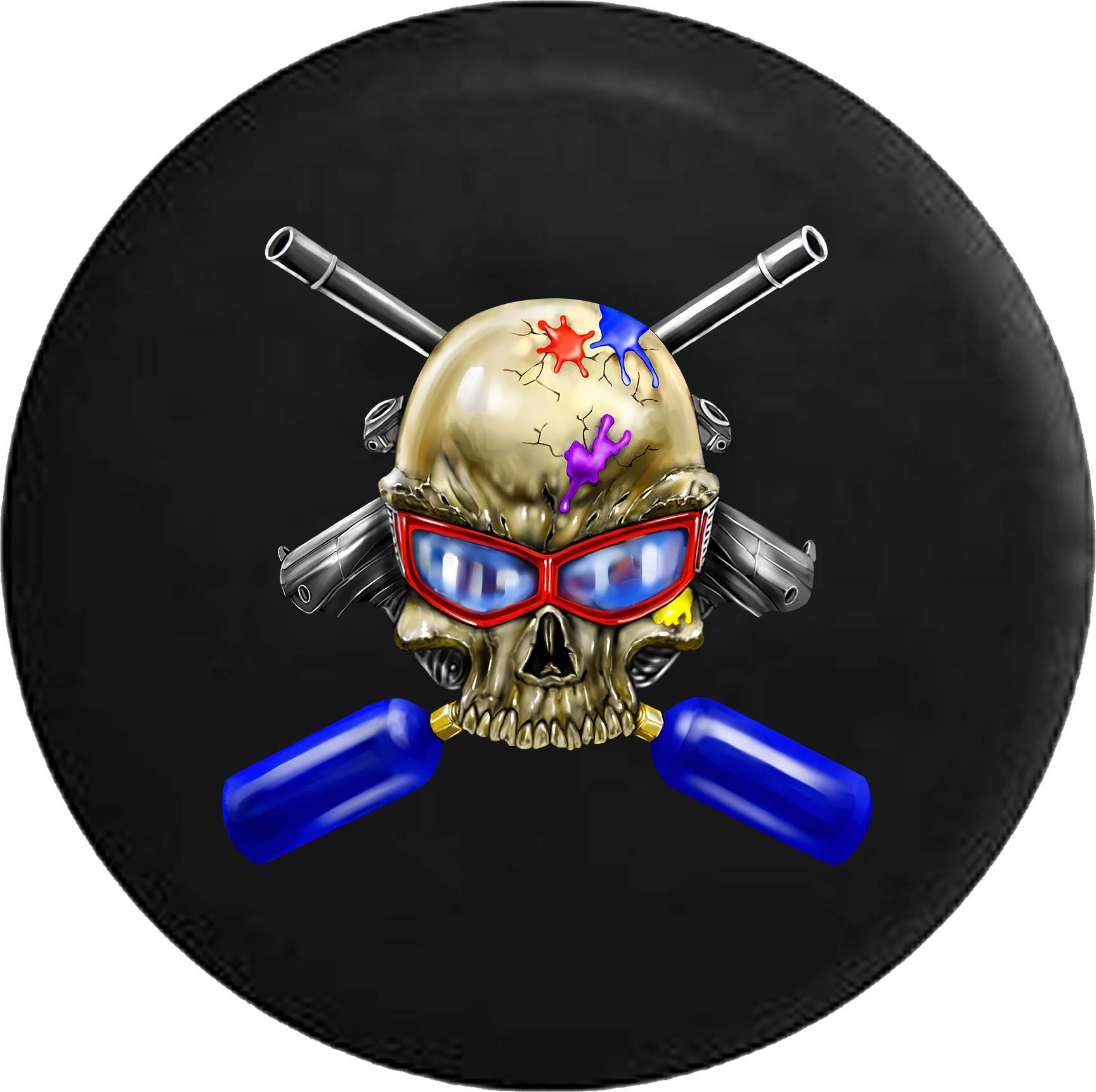 31 Inch Black Tire Cover Paintball Skull Guns for Caps Supply | Durable Protective Gear for Paintball Games & Outdoor Sports
