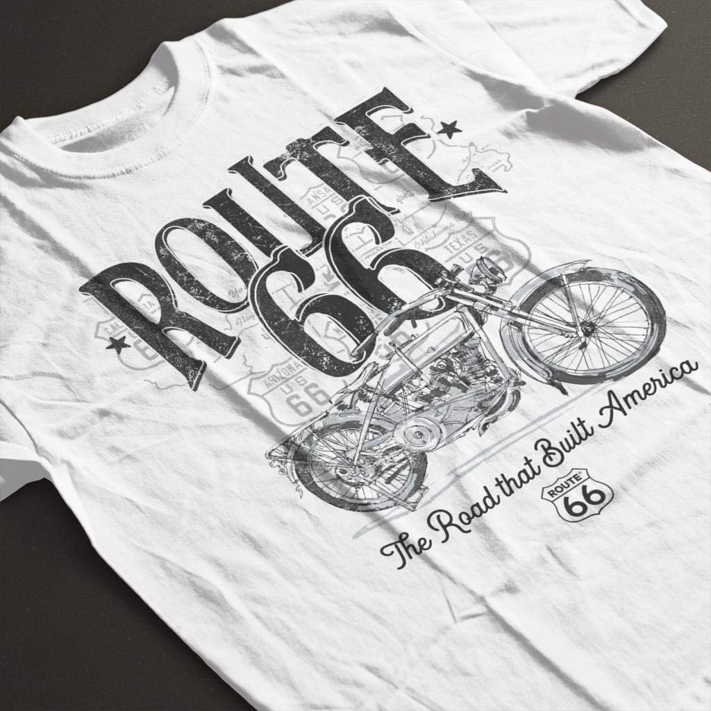 Route 66 Vintage Retro Women's T-Shirt - Classic White Cotton Tee for Road Trips & Travel Enthusiasts