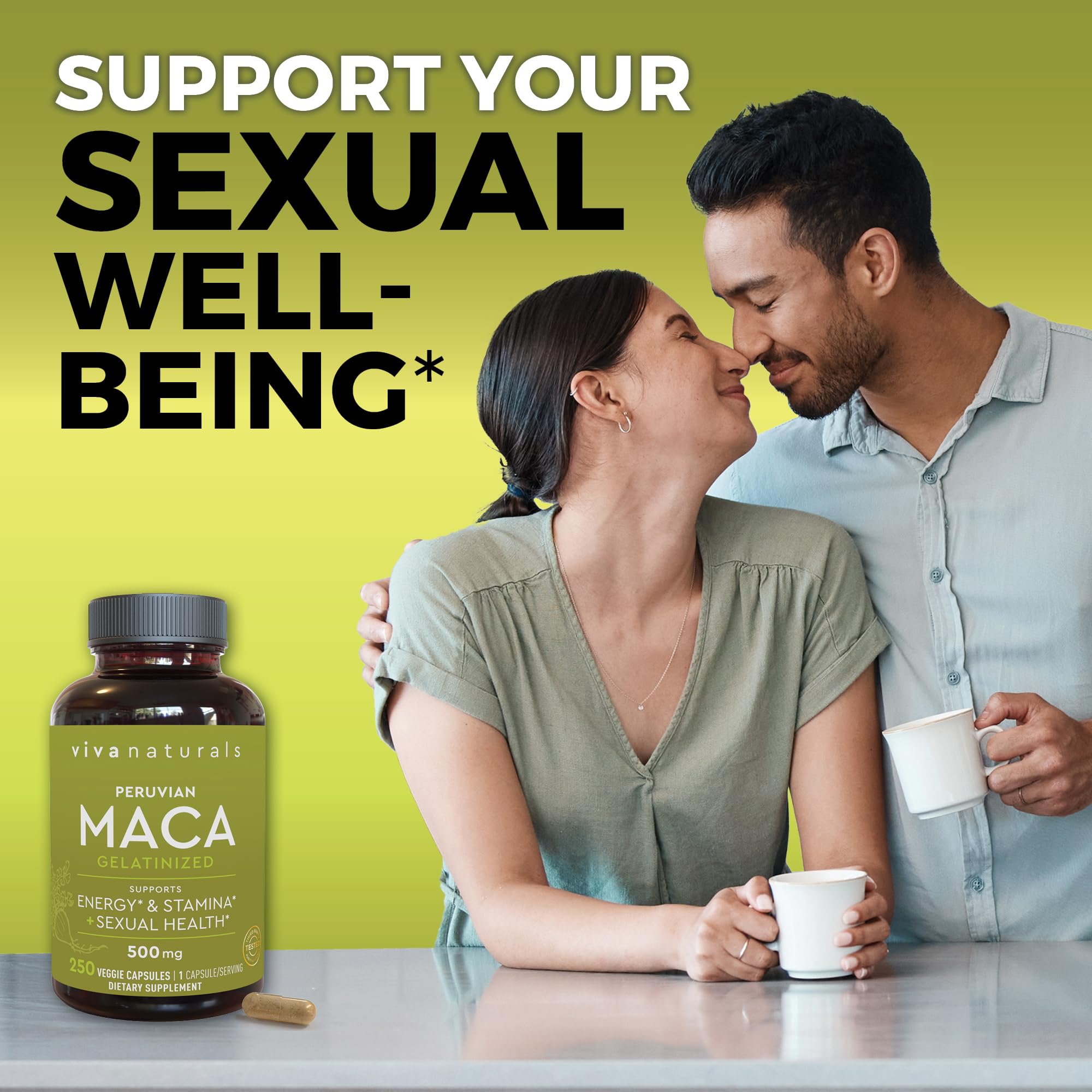 Premium 500mg Peruvian Maca Root Supplement for Women & Men - 250 Yellow Maca Root Powder Capsules - Supports Sexual Health, Energy & Stamina - Natural Endurance Booster for Workouts, Intimacy & Daily Vitality