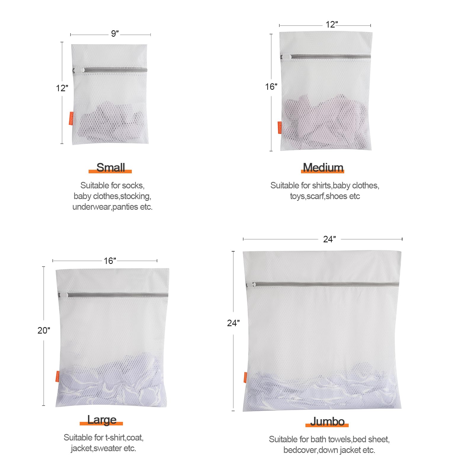 Premium 125g Diamond Mesh Laundry Bags with Sturdy Zipper - 3 Pack Medium Durable Wash Bags for Delicates (12x16 Inches) - Protect Bras, Lingerie & Swimwear in Washing Machine - Ideal for Travel, Gym & College Dorm Use
