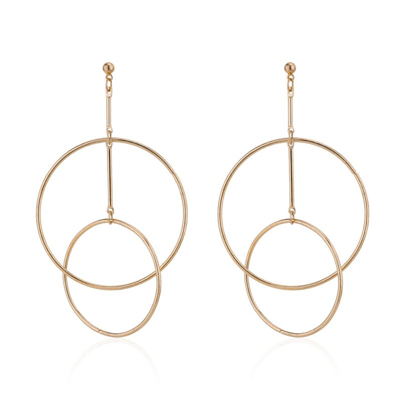 DOUBNINE Large Hoop Earrings for Women - Lightweight Long Chain Drop Dangle Golden Circle Earrings | Perfect for Parties, Weddings & Everyday Wear