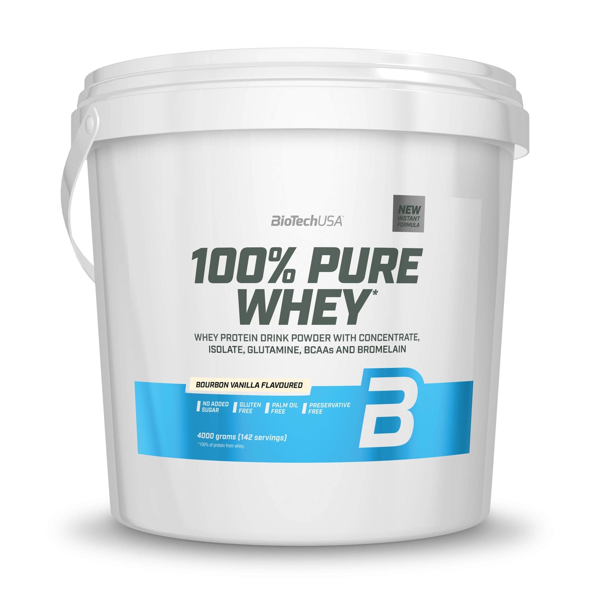 BioTechUSA 100% Pure Whey Protein Powder - Bourbon Vanilla Flavor, 4kg (4000g) for Muscle Recovery & Post-Workout Nutrition | Gym Supplement for Athletes & Bodybuilders